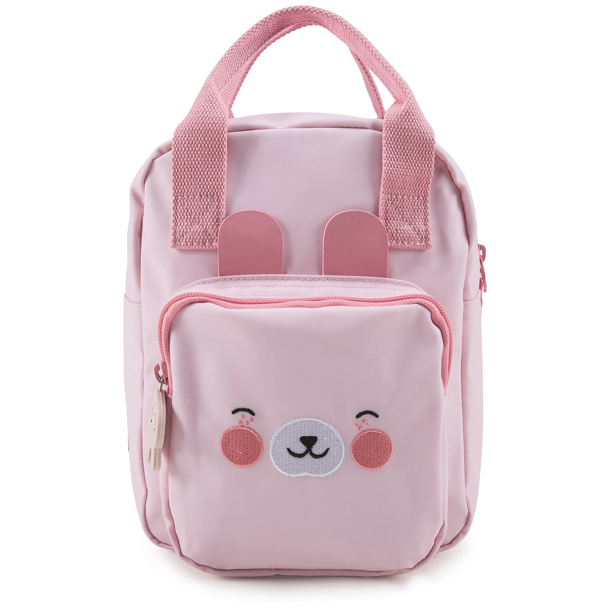 Girls Light Pink Bunny Faces Backpack(20 x 13 x 26 cm)