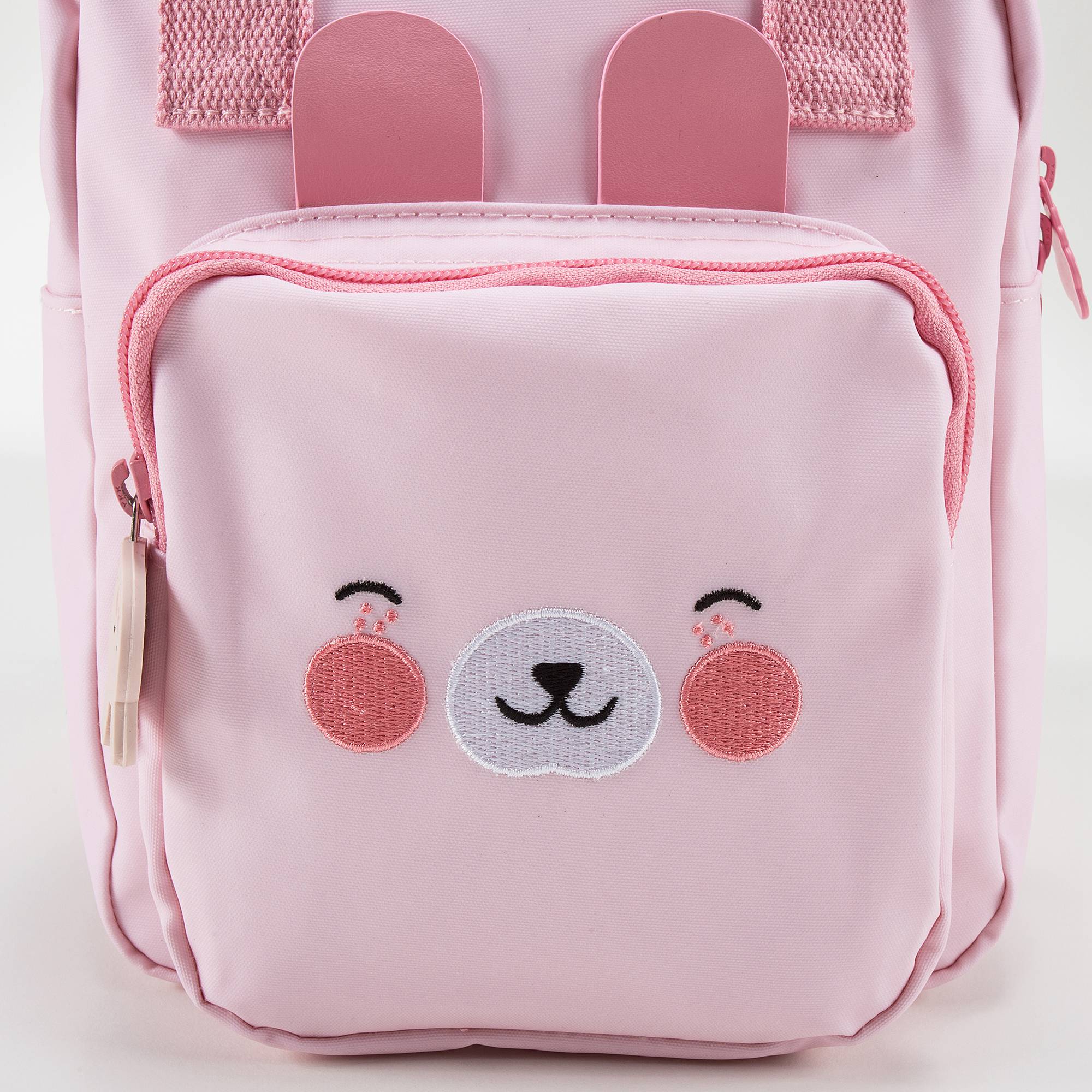 Girls Light Pink Bunny Faces Backpack(20 x 13 x 26 cm)