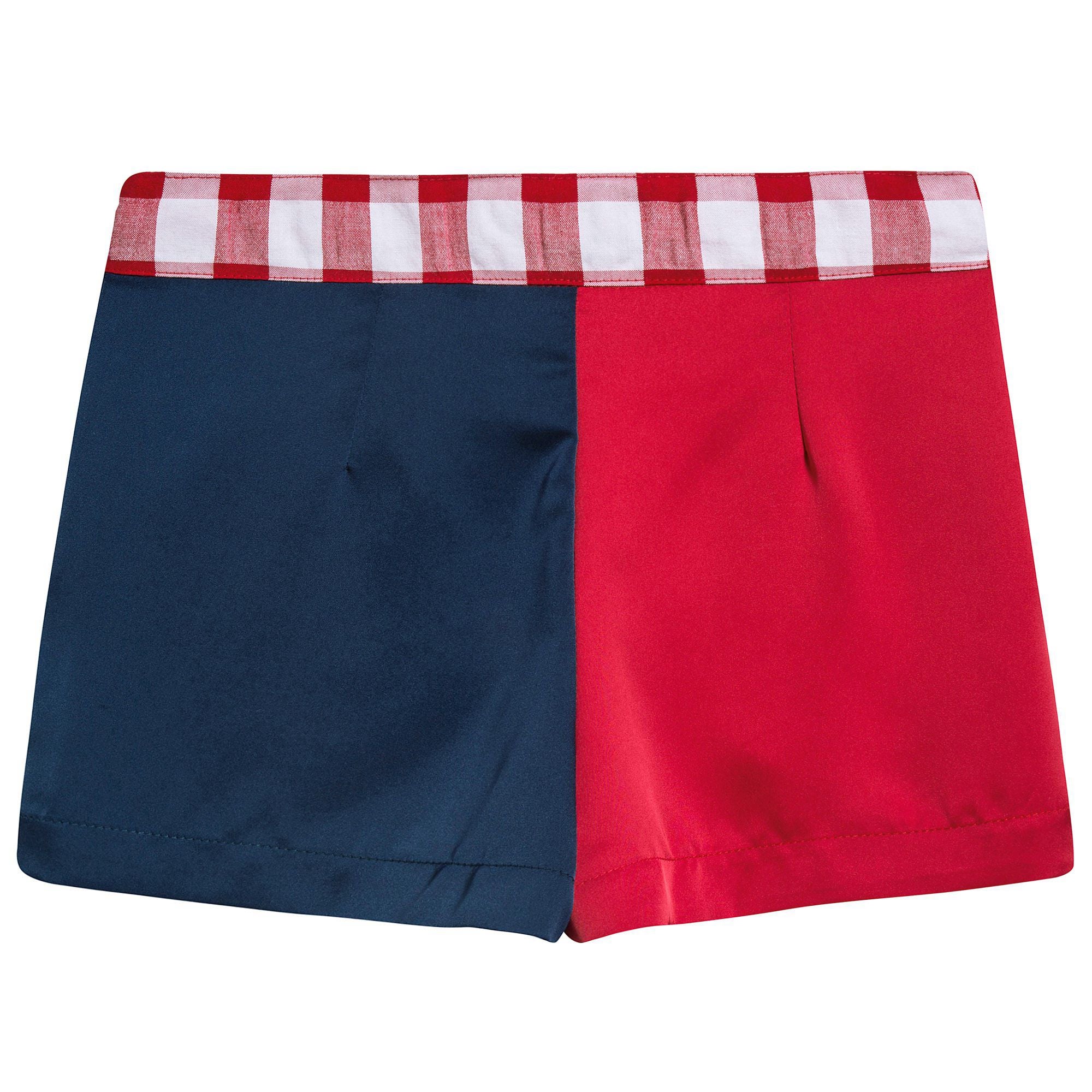Girls Red & Blue Tao Bust Cotton Shorts