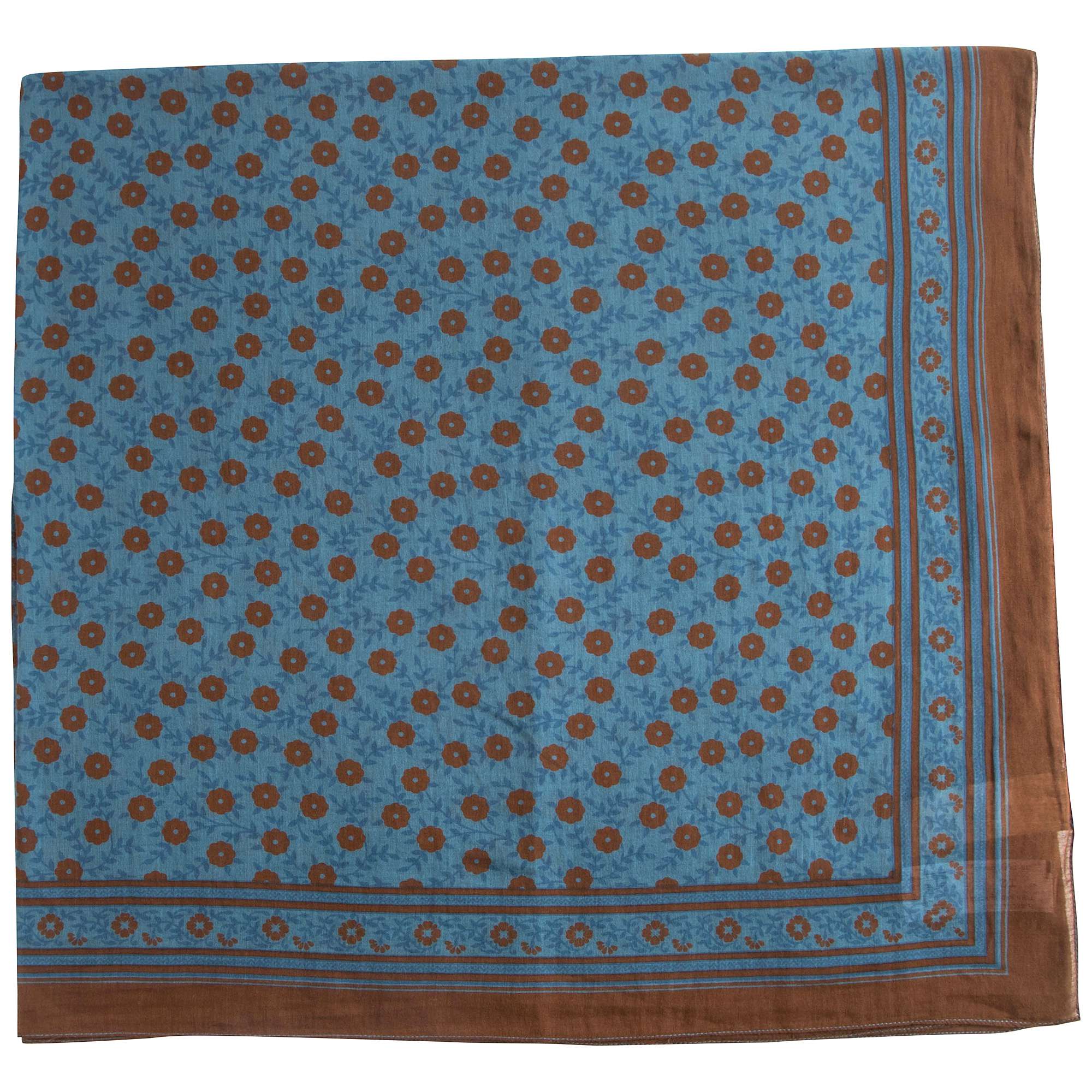 Girls Blue Orage Cotton Square Scarf