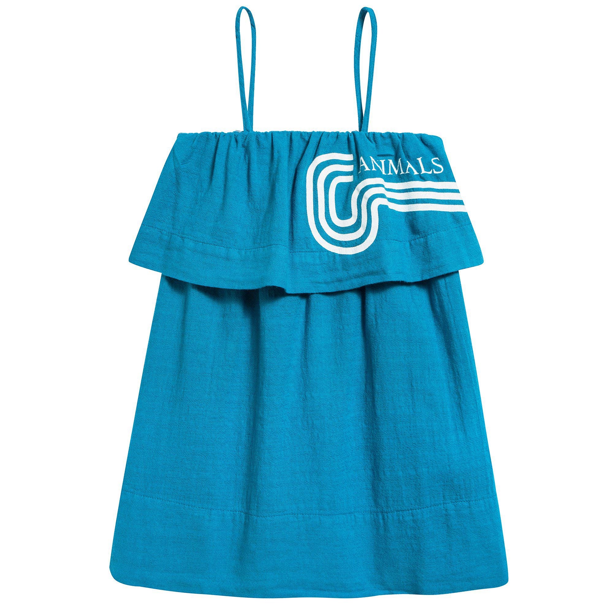Girls Blue Animals Cotton Dress
