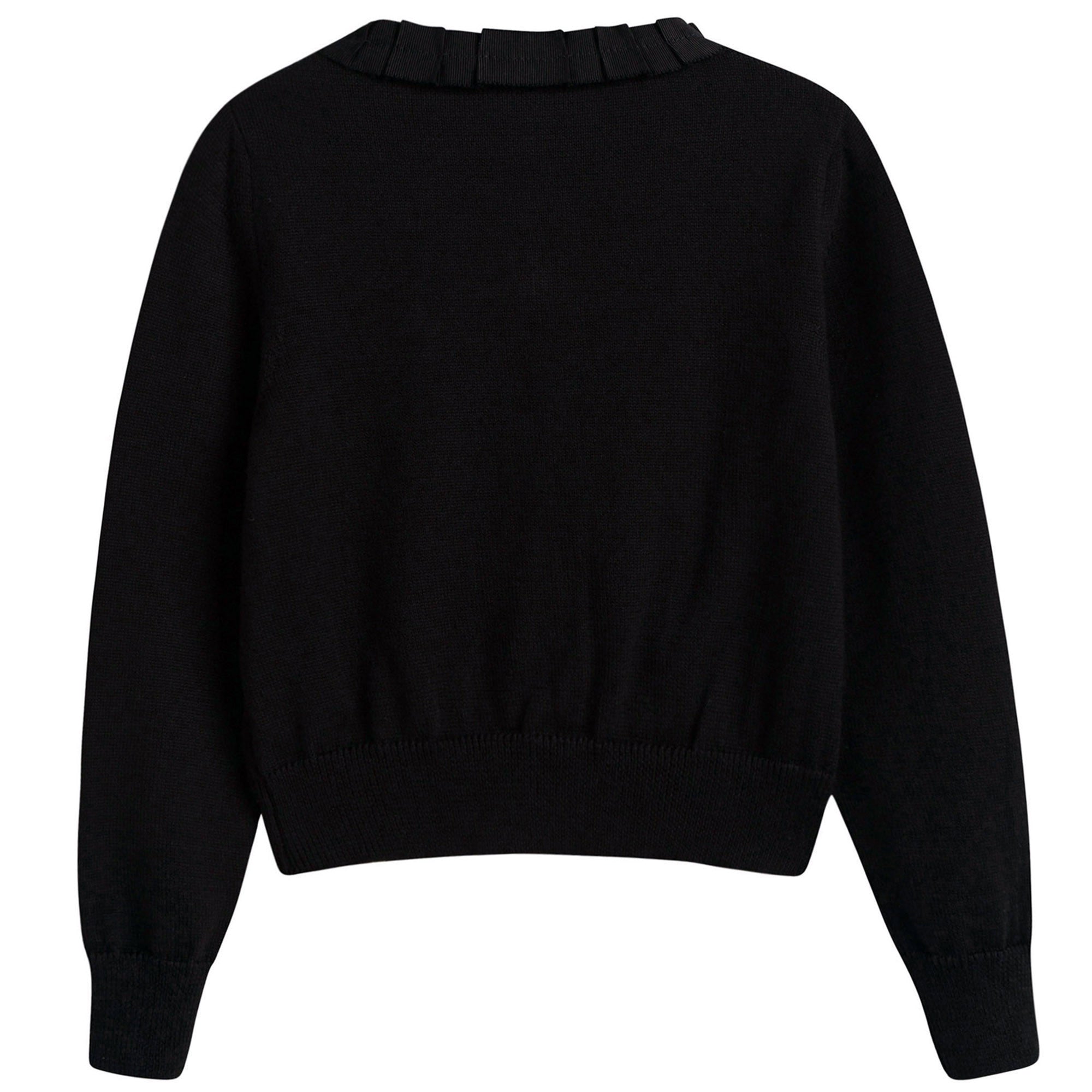 Girls Black Cotton Cardigan