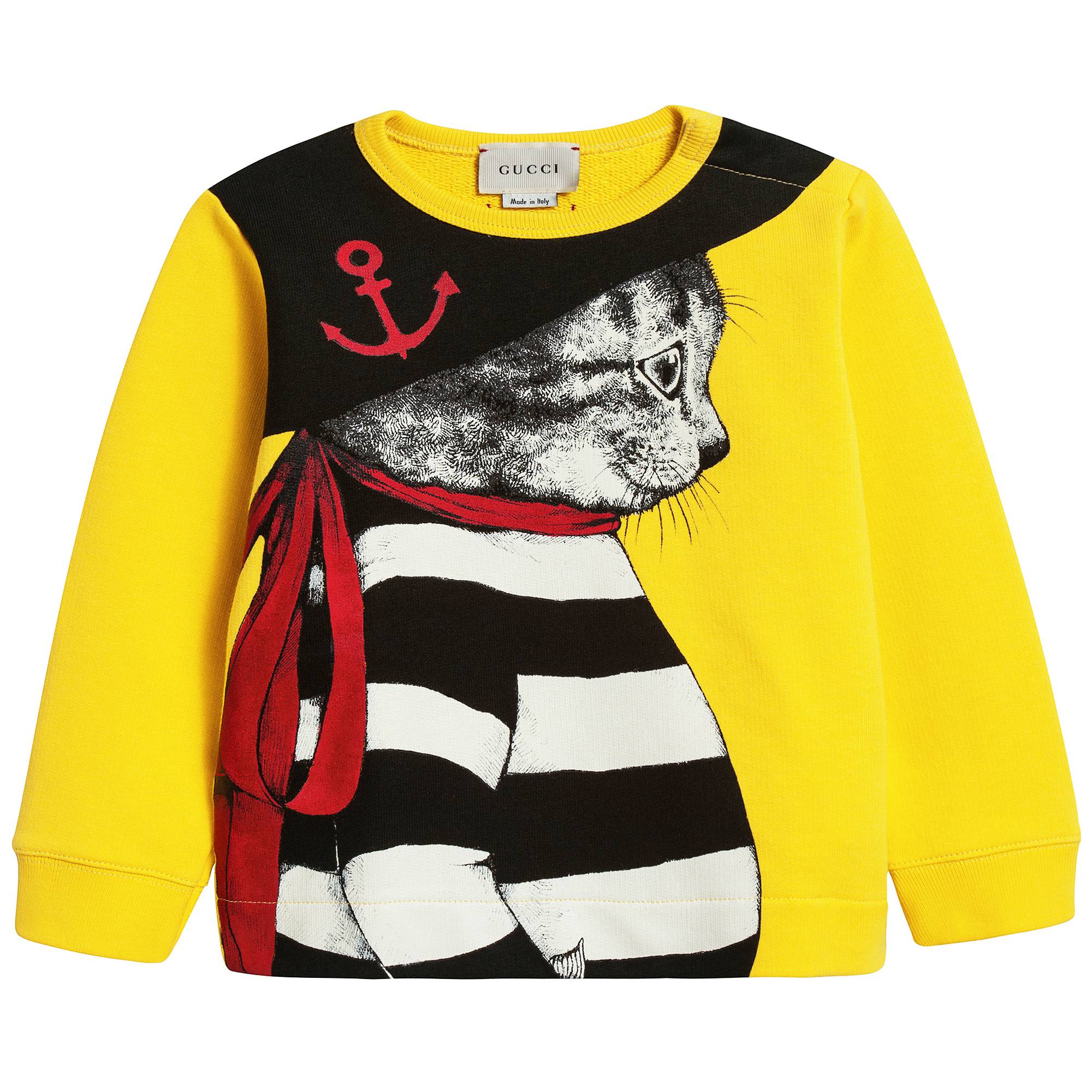 Baby Girls Yellow Cat Sweatshirt