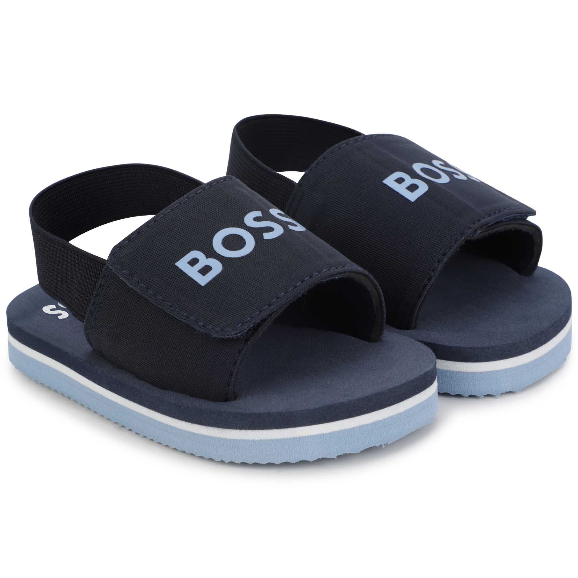 Baby Boys Blue Logo Sandals