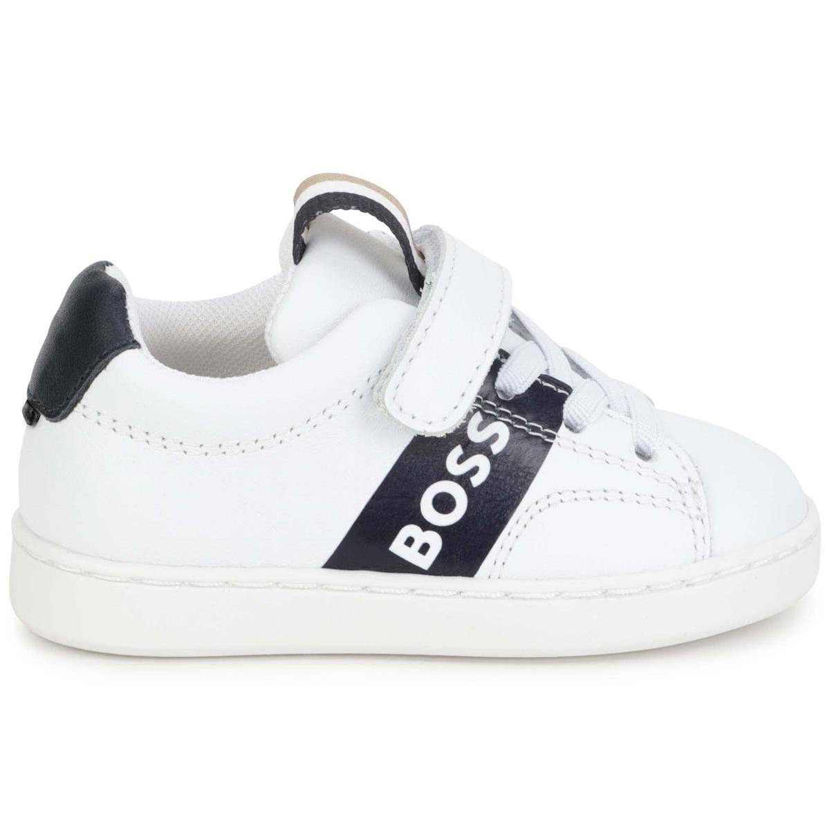 Boys & Girls White Logo Shoes