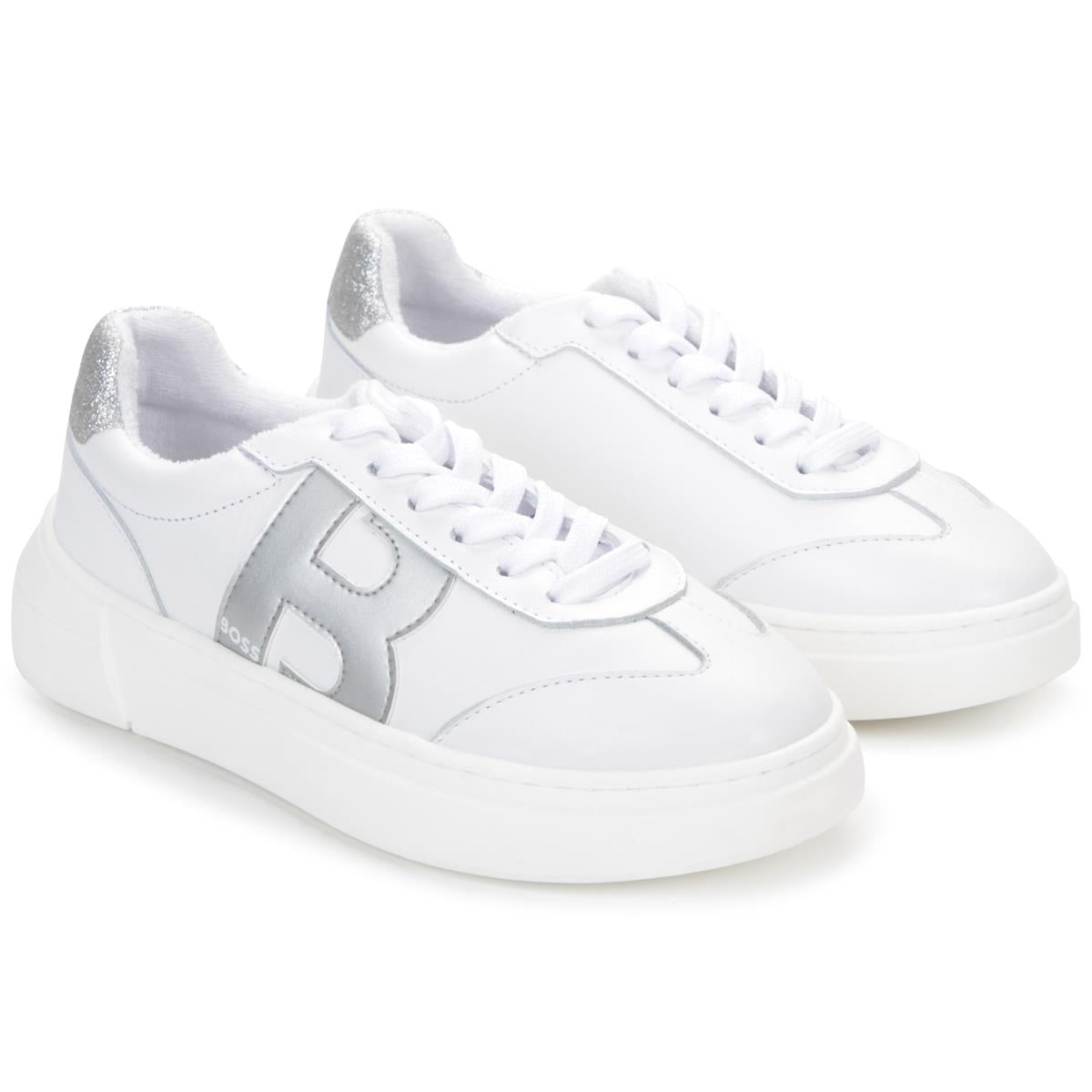 Boys & Girls White Logo Shoes