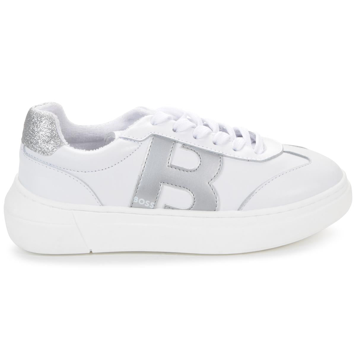 Boys & Girls White Logo Shoes