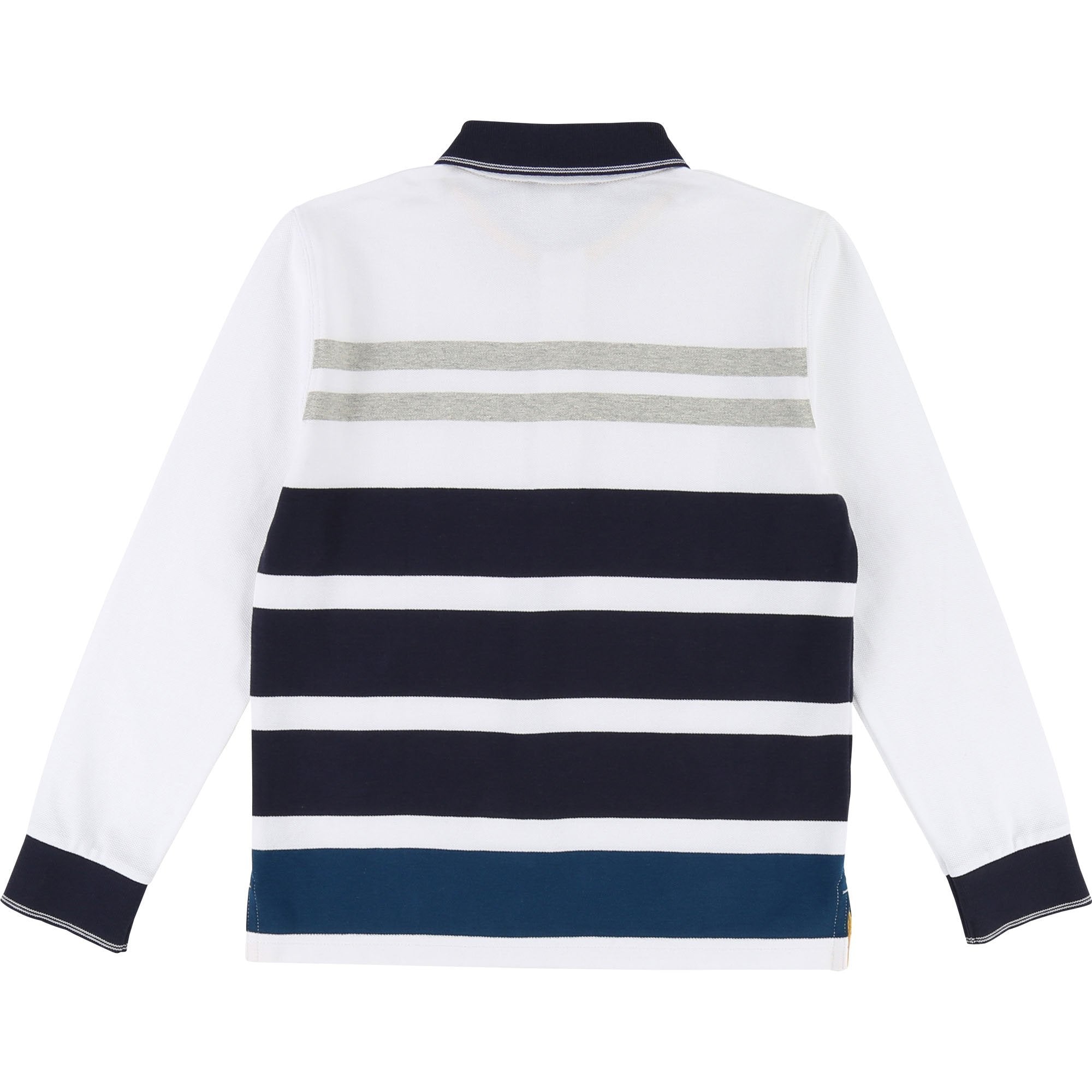 Boys White & Black Check Cotton Polo Shirt