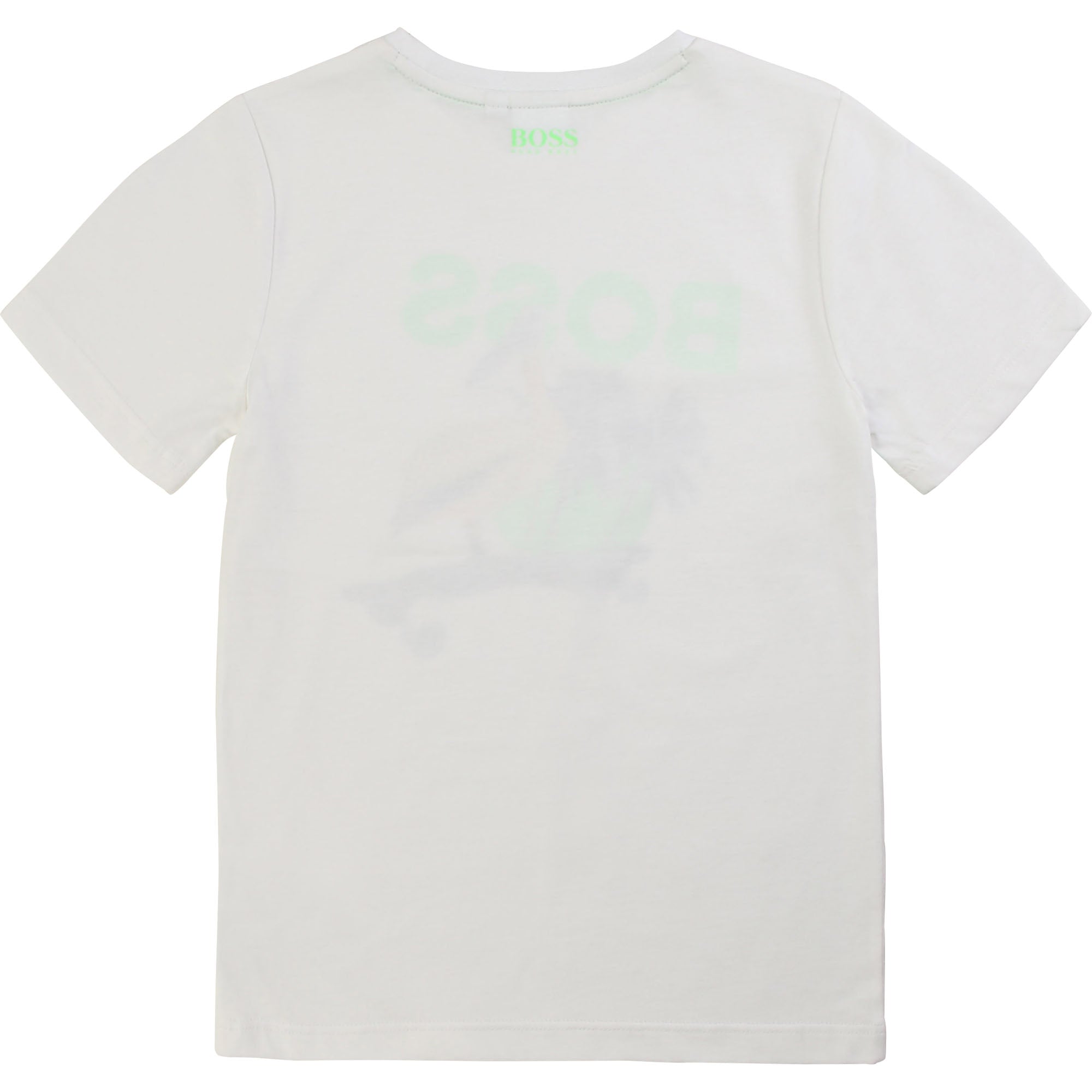 Boys White Pattern Cotton T-shirt