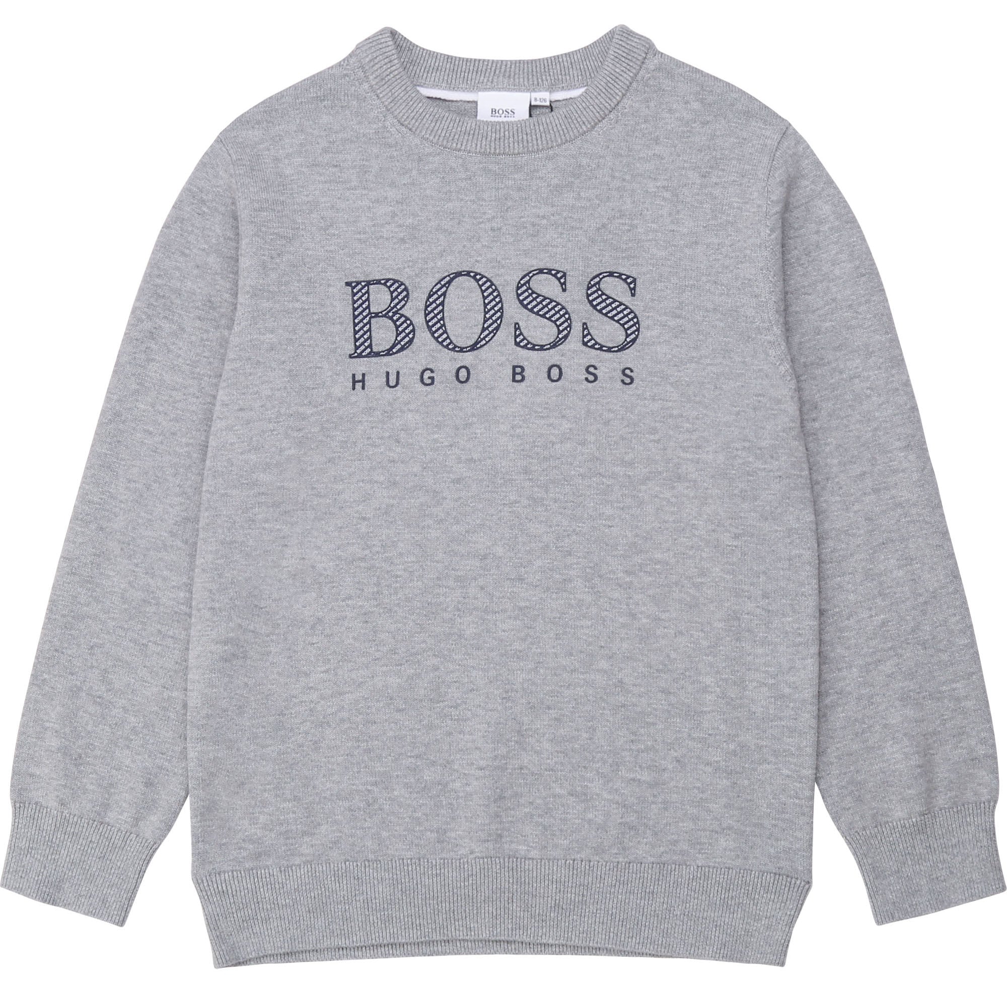 Boys Grey Logo Cotton Jumper