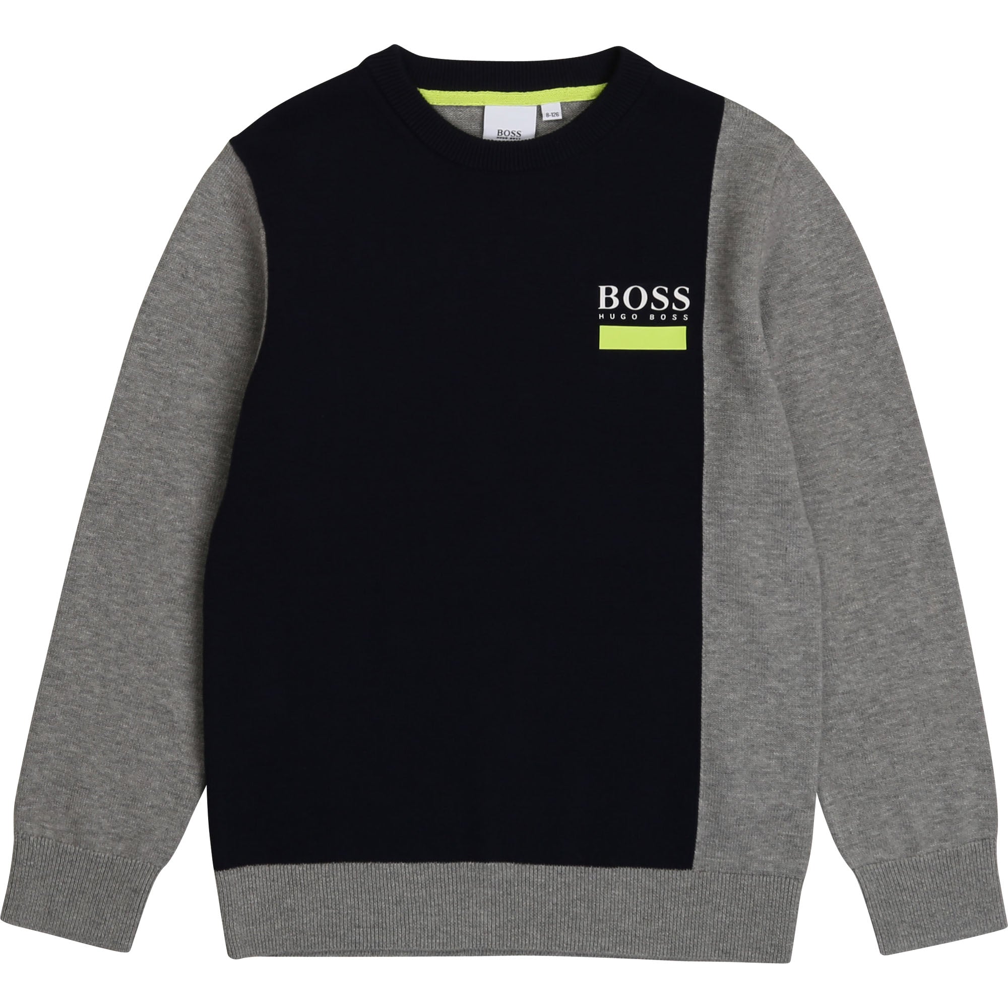 Boys Grey & Black Cotton Jumper