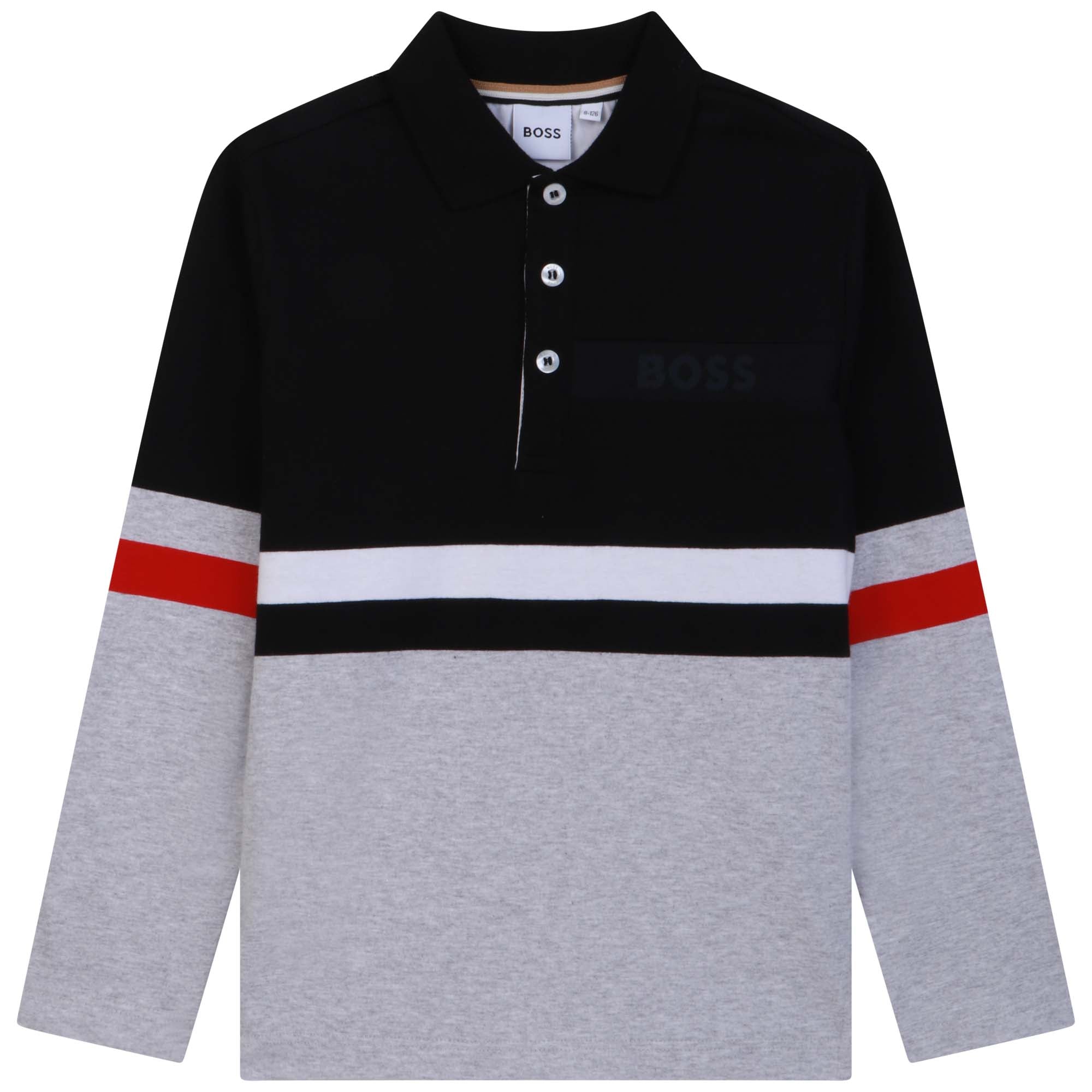 Boys Black Cotton Polo Shirt