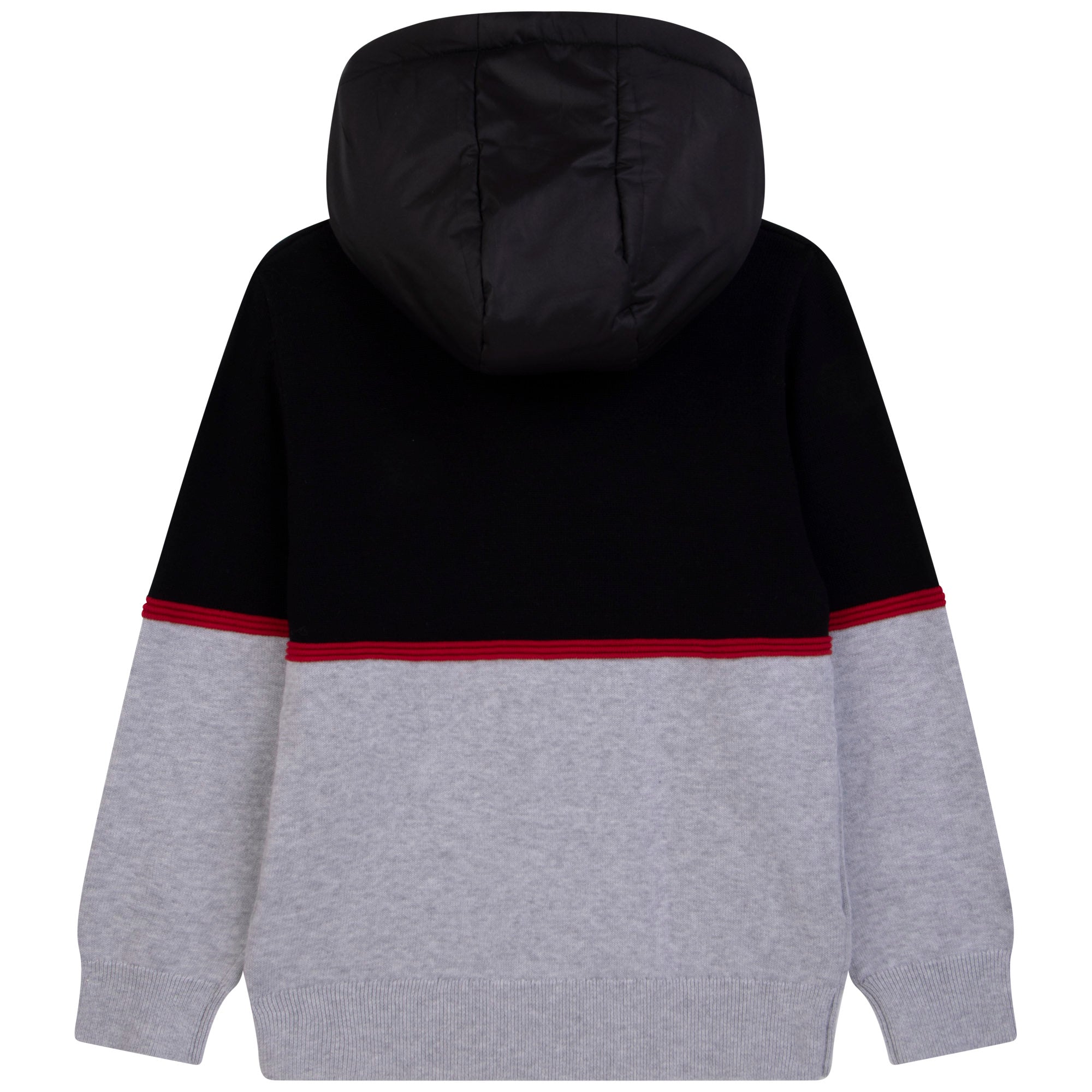 Boys Black Hooded Padded Zip-Up Top