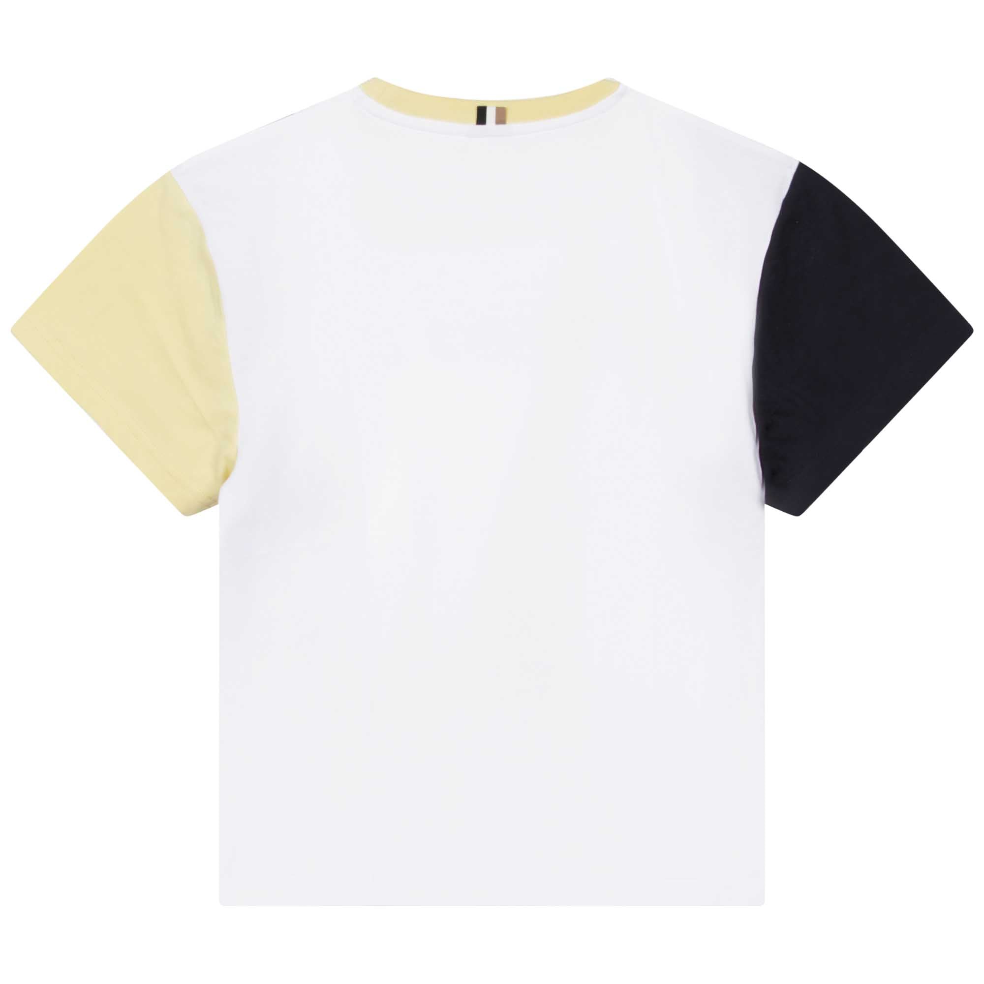 Boys White Logo Cotton T-Shirt