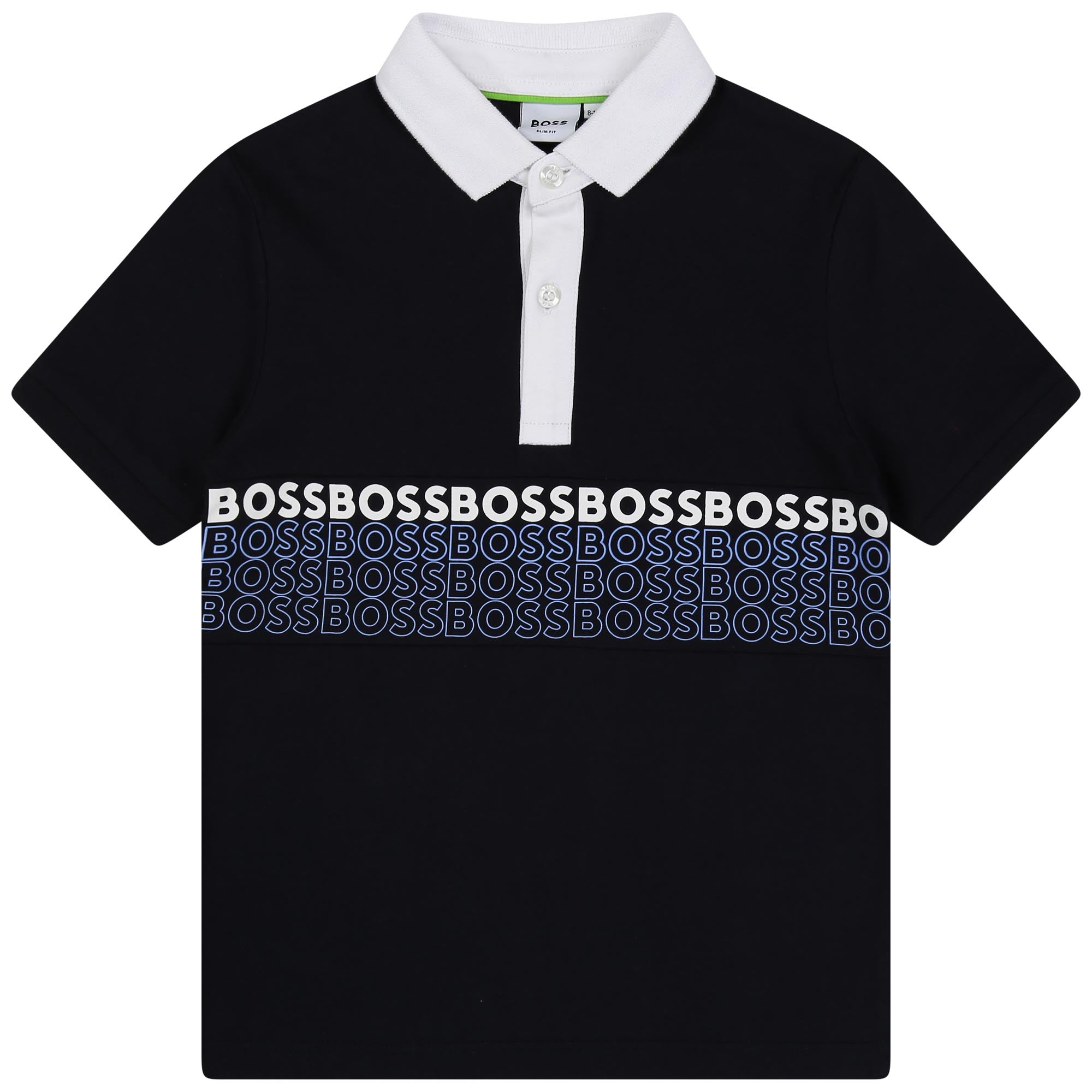 Boys Navy Logo Cotton Polo Shirt