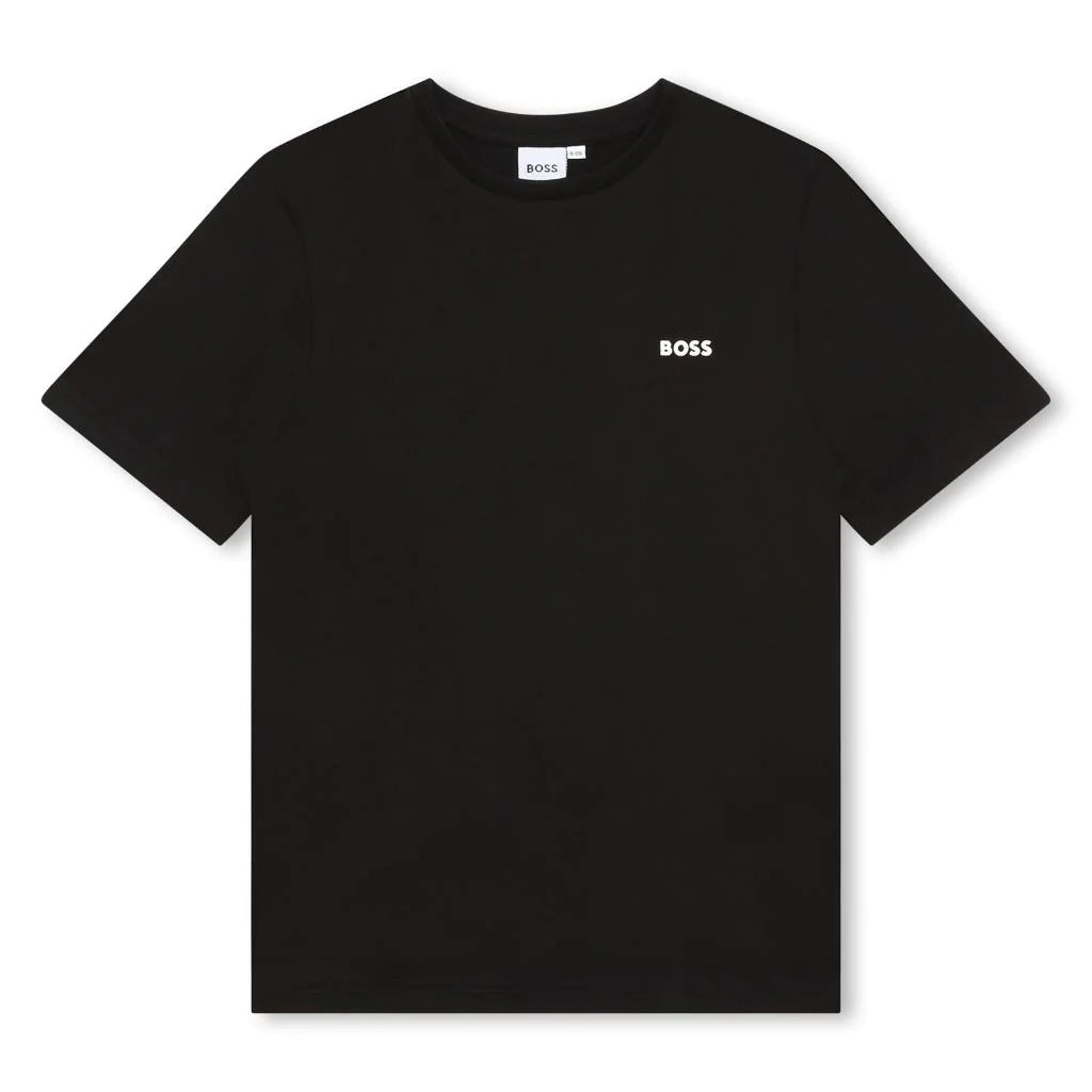 Boys Black Logo Cotton T-Shirt