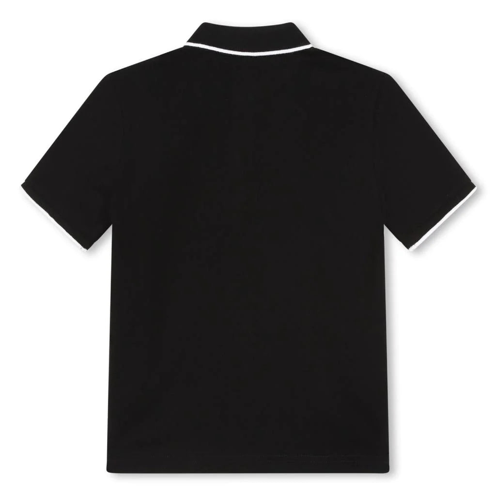 Boys Black Logo Cotton Polo Shirt