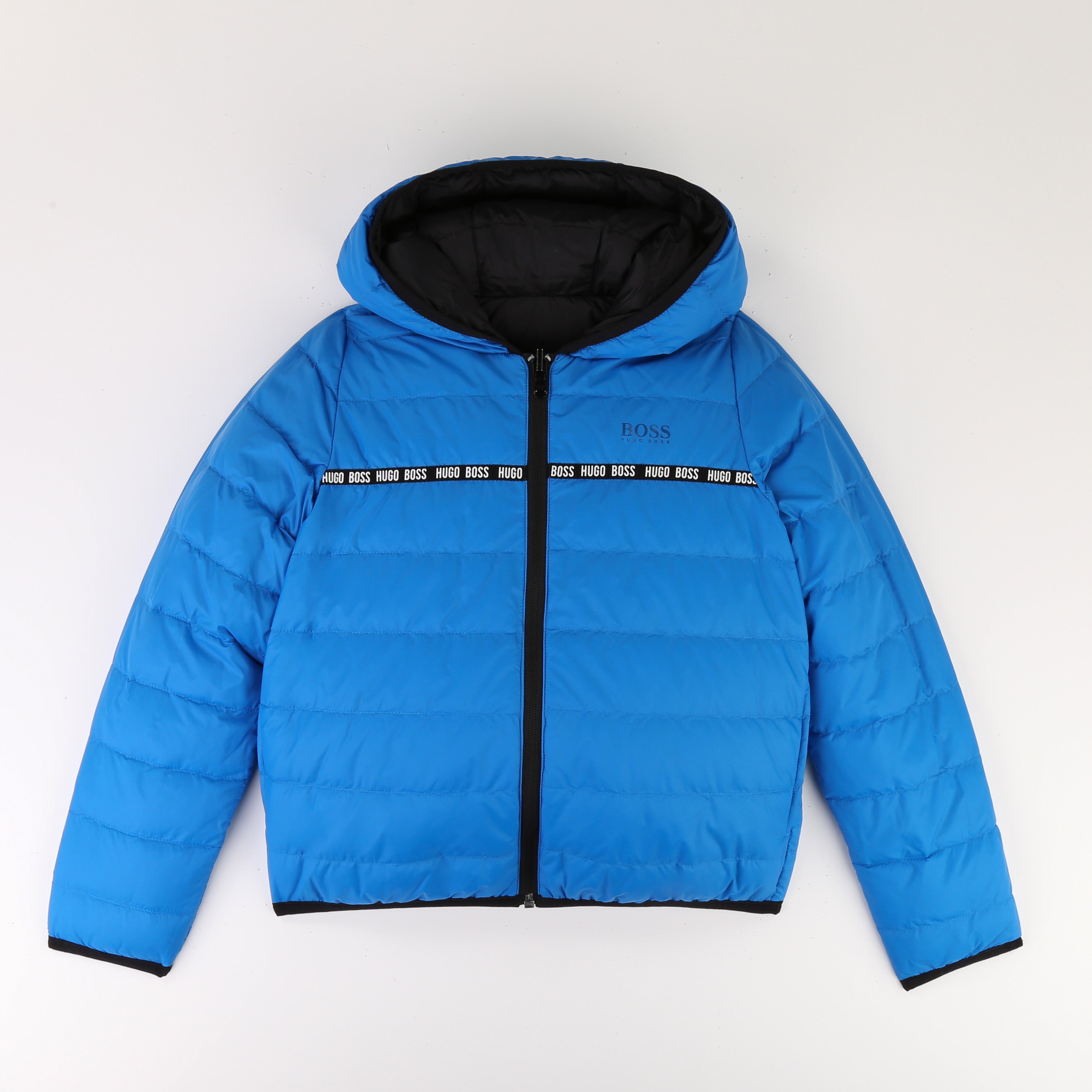 Boys Blue & Black Reversible Padded Down Coat