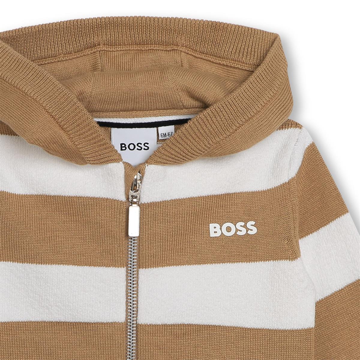 Baby Boys Beige Stripes Zip-Up Top