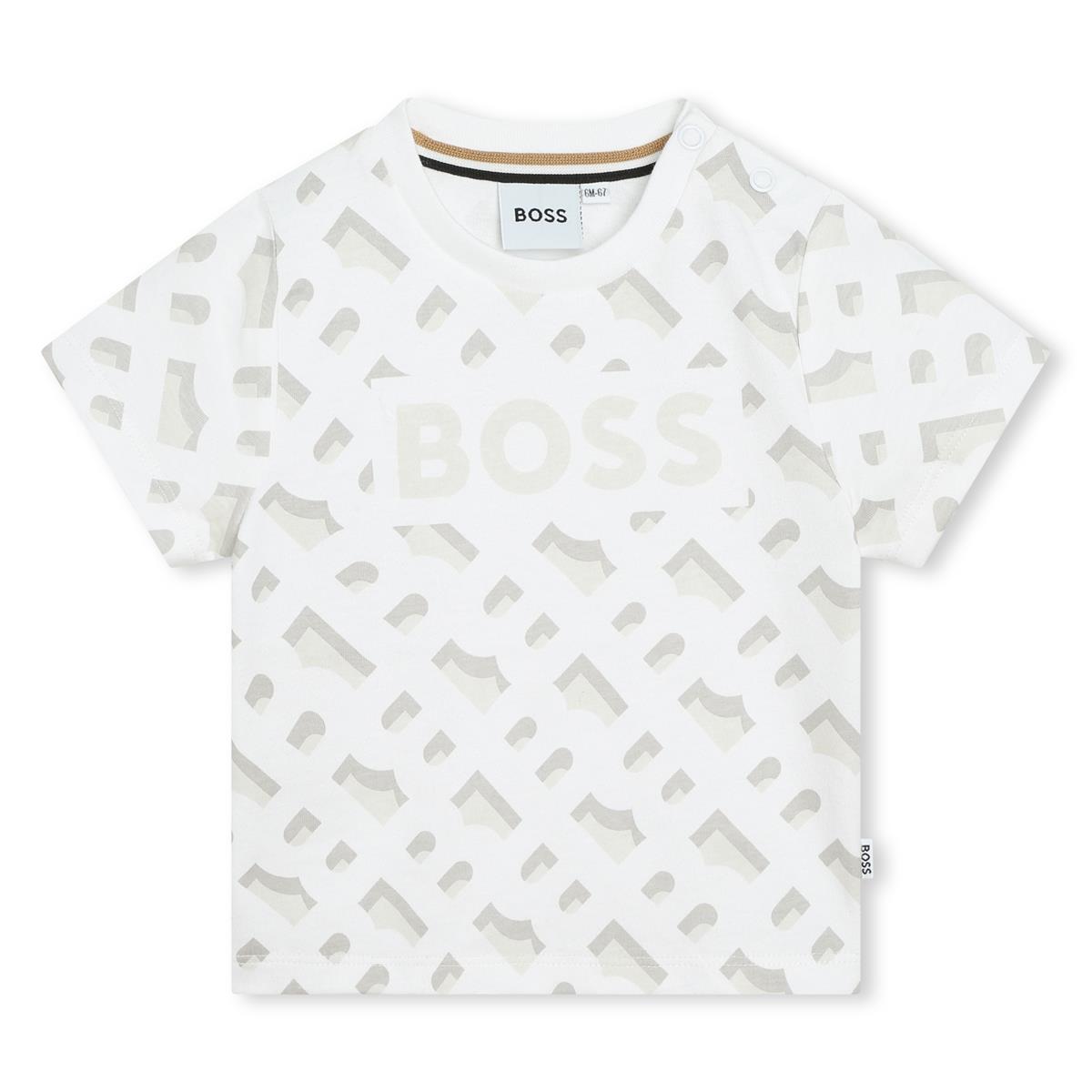 Baby Boys White Logo Cotton T-Shirt