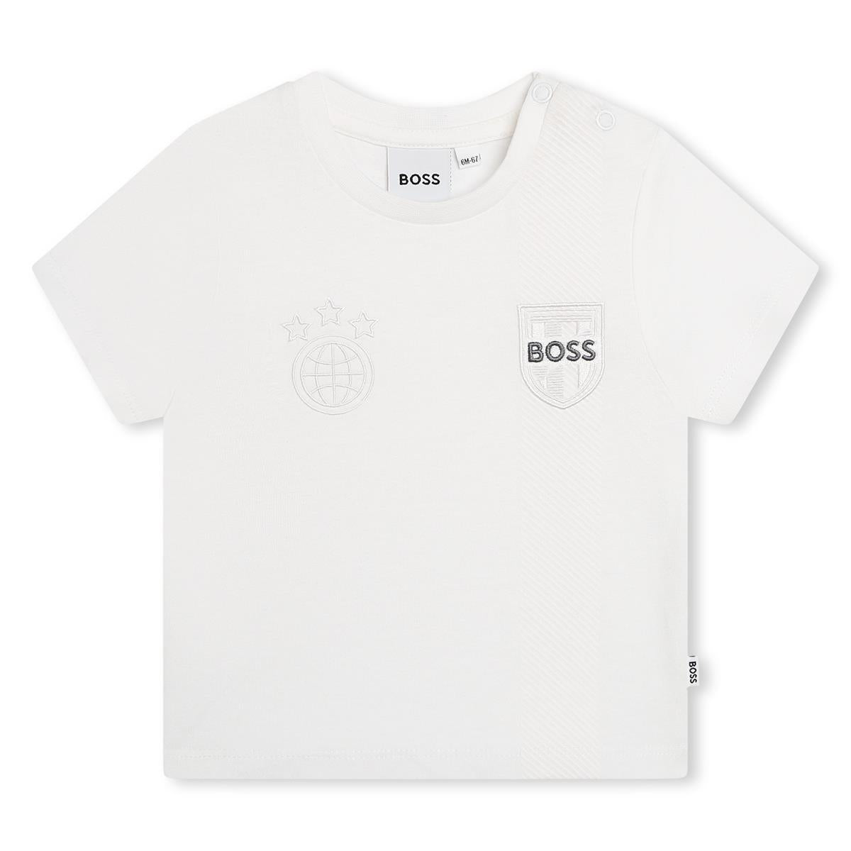 Baby Boys White Cotton T-Shirt