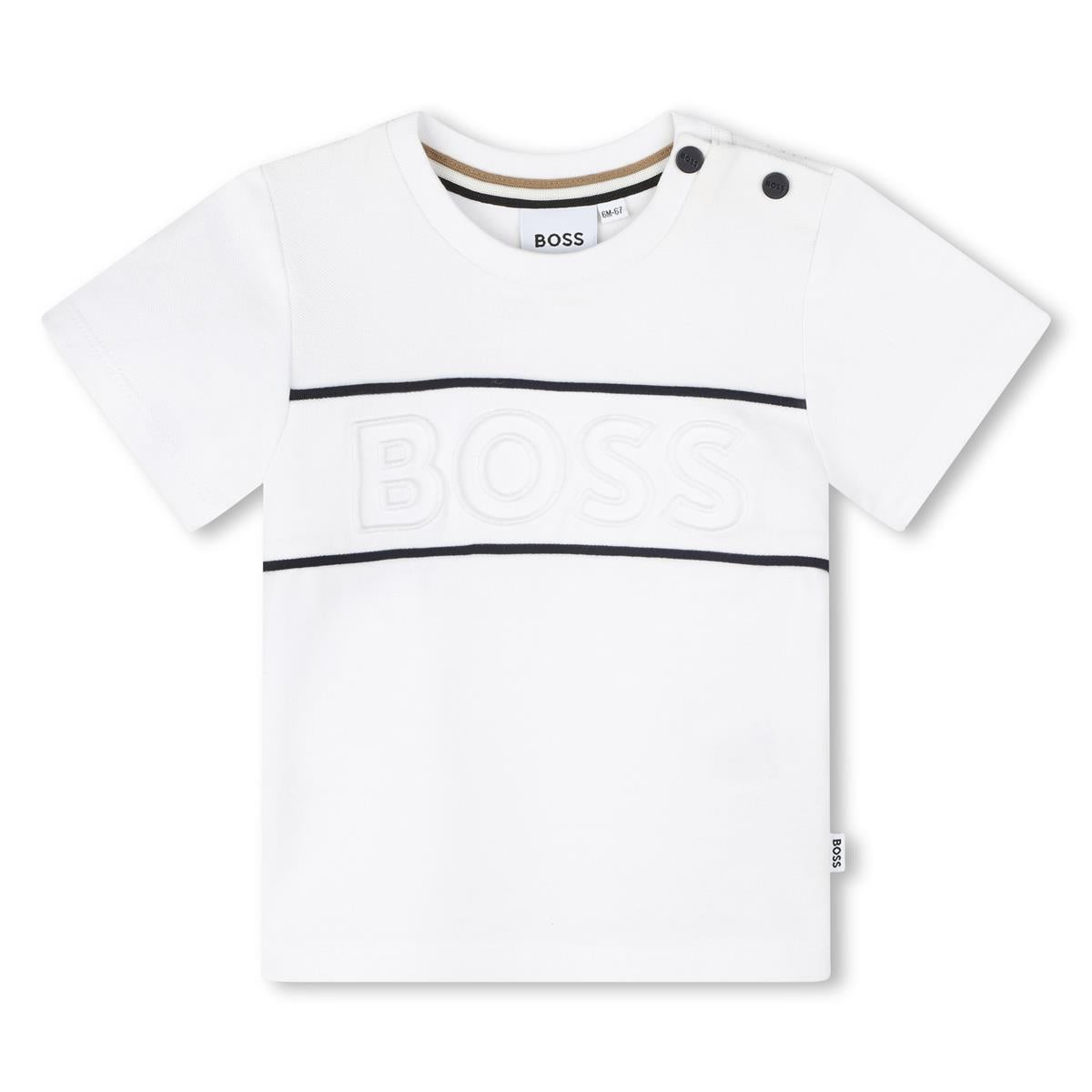 Baby Boys White Cotton T-Shirt