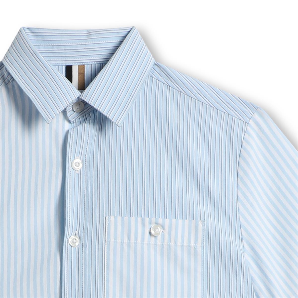 Boys Light Blue Stripes Cotton Shirt