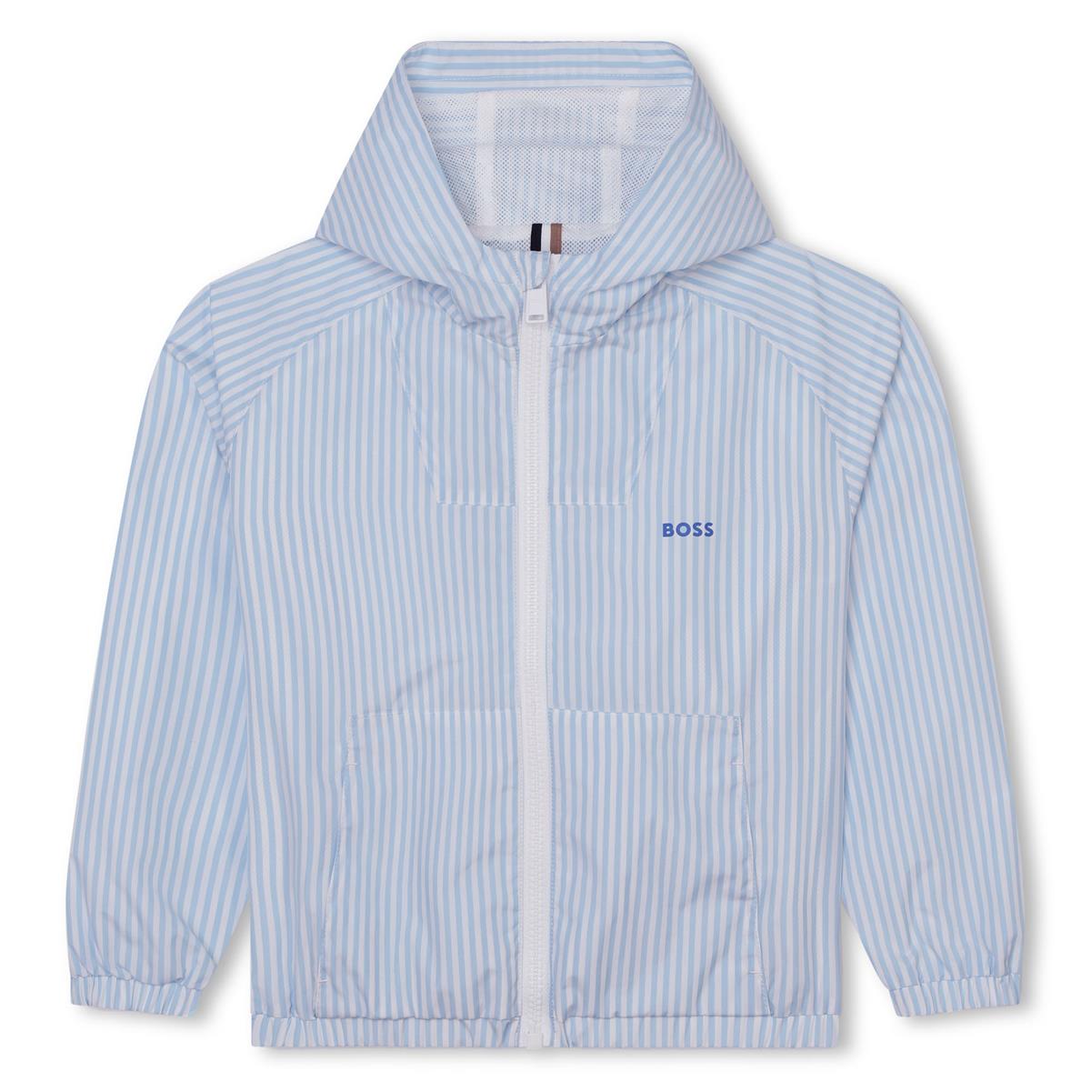 Boys Light Blue Stripes Zip-Up Jacket