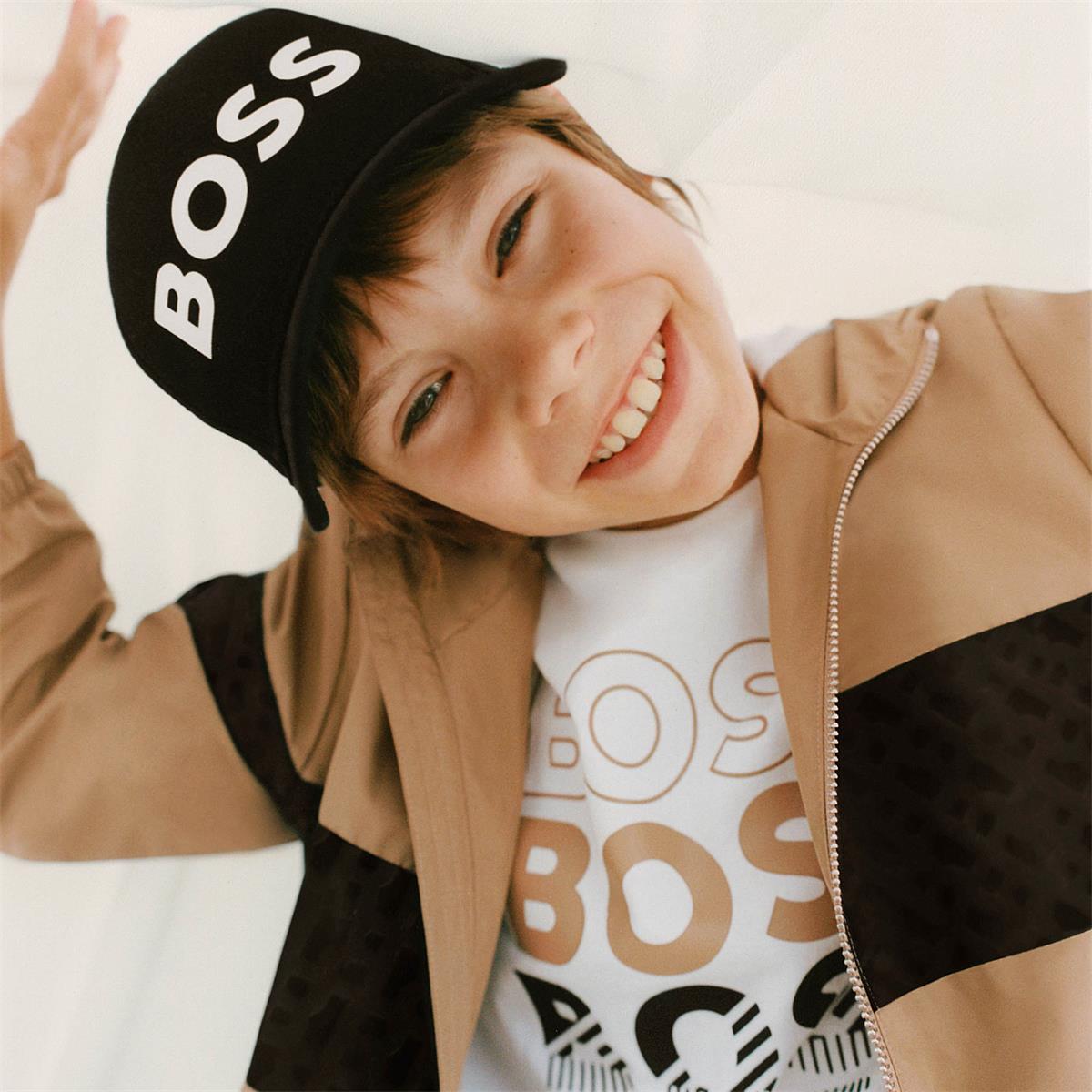 Boys Beige Zip-Up Jacket