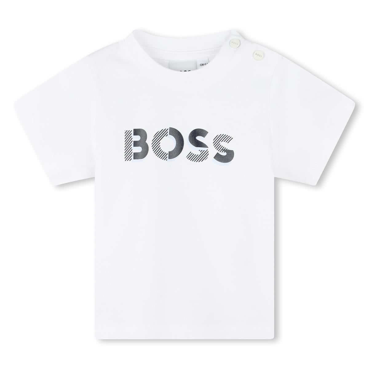 Baby Boys White Cotton T-Shirt