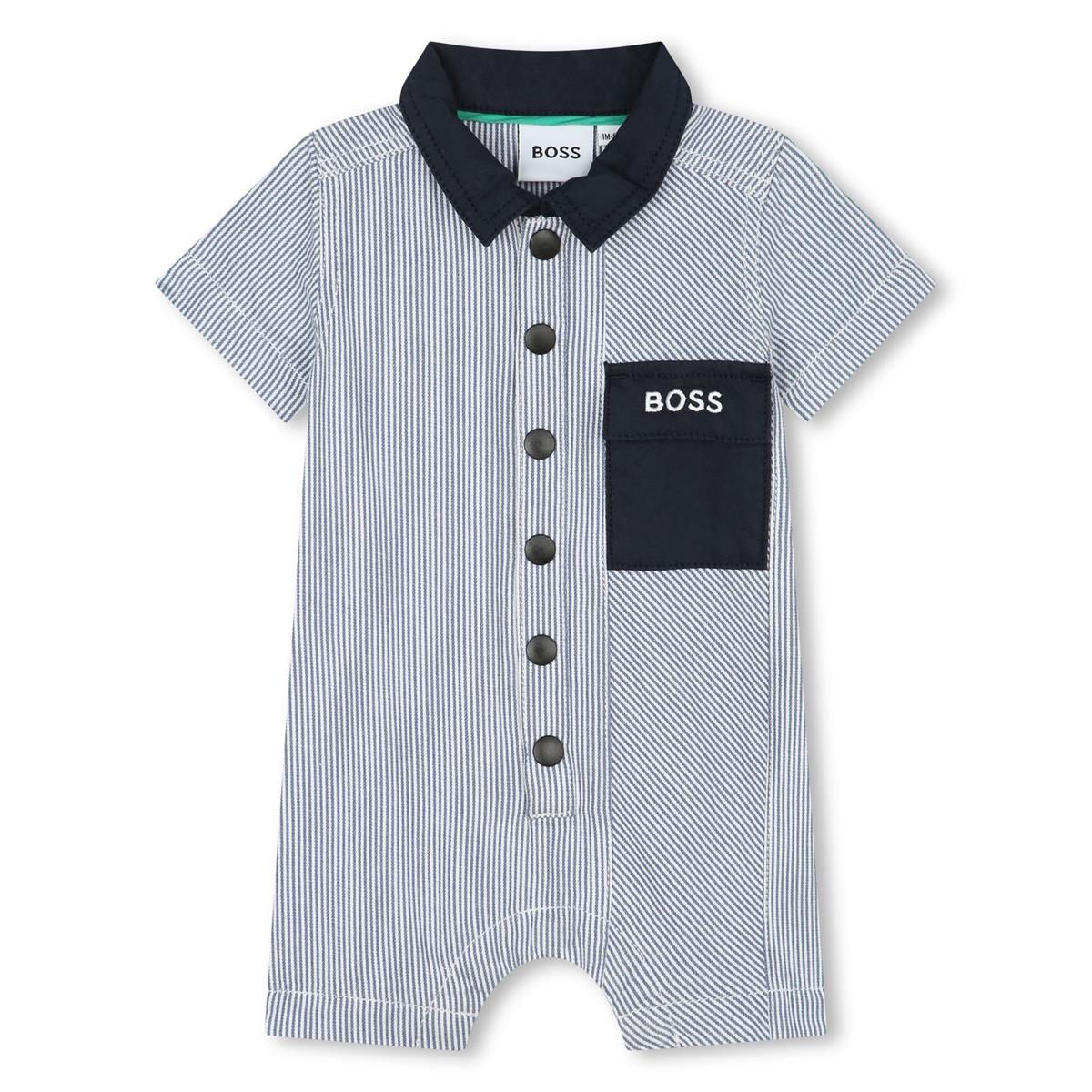 Baby Girls Blue Stripes Babysuit