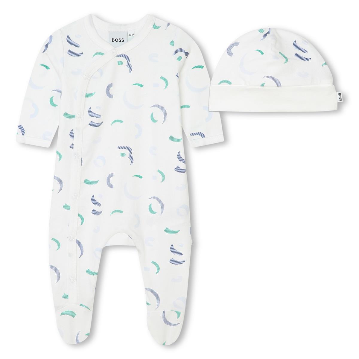 Baby Boys White Cotton Babysuit Set