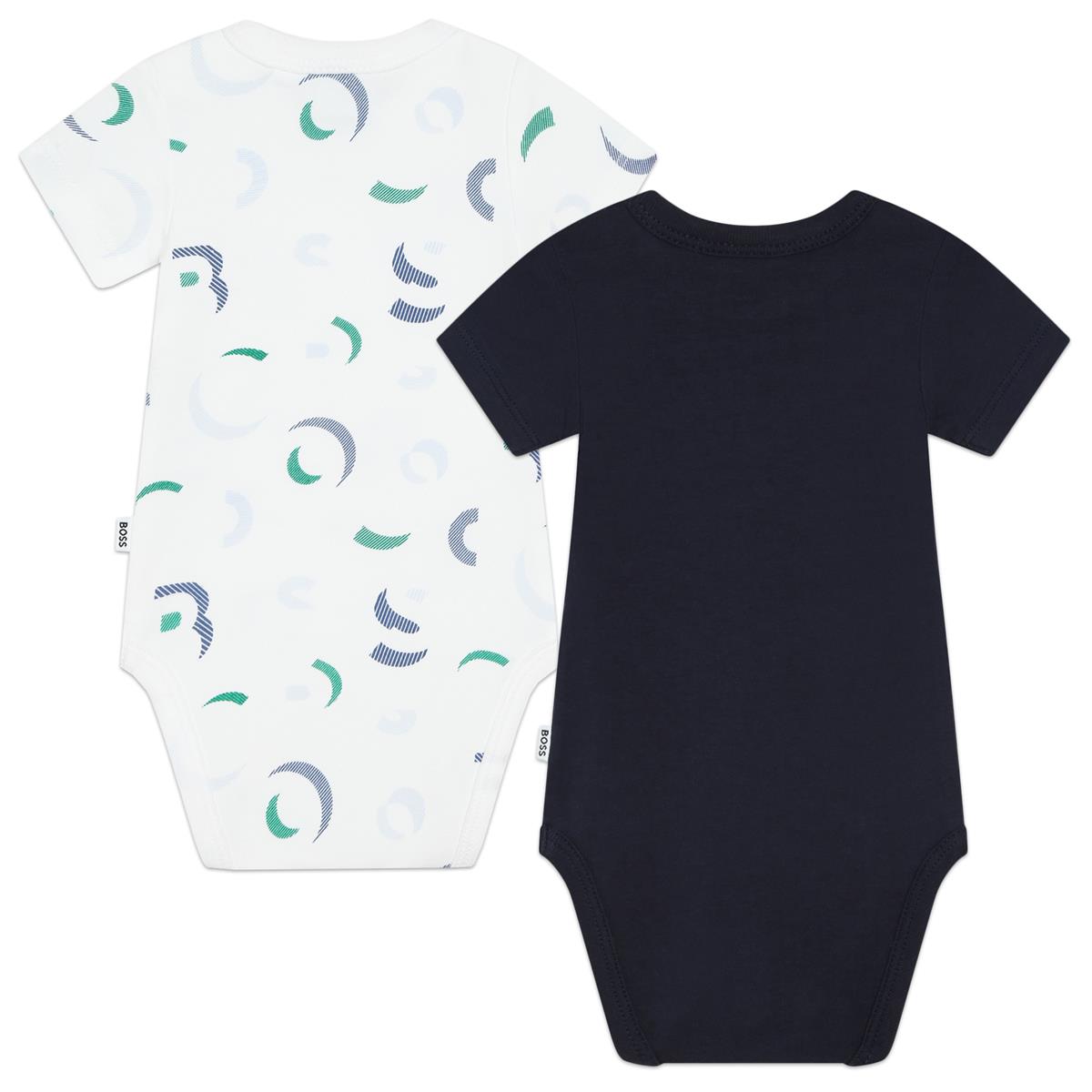 Baby Boys Navy Cotton Babysuit Set(2 Pack)