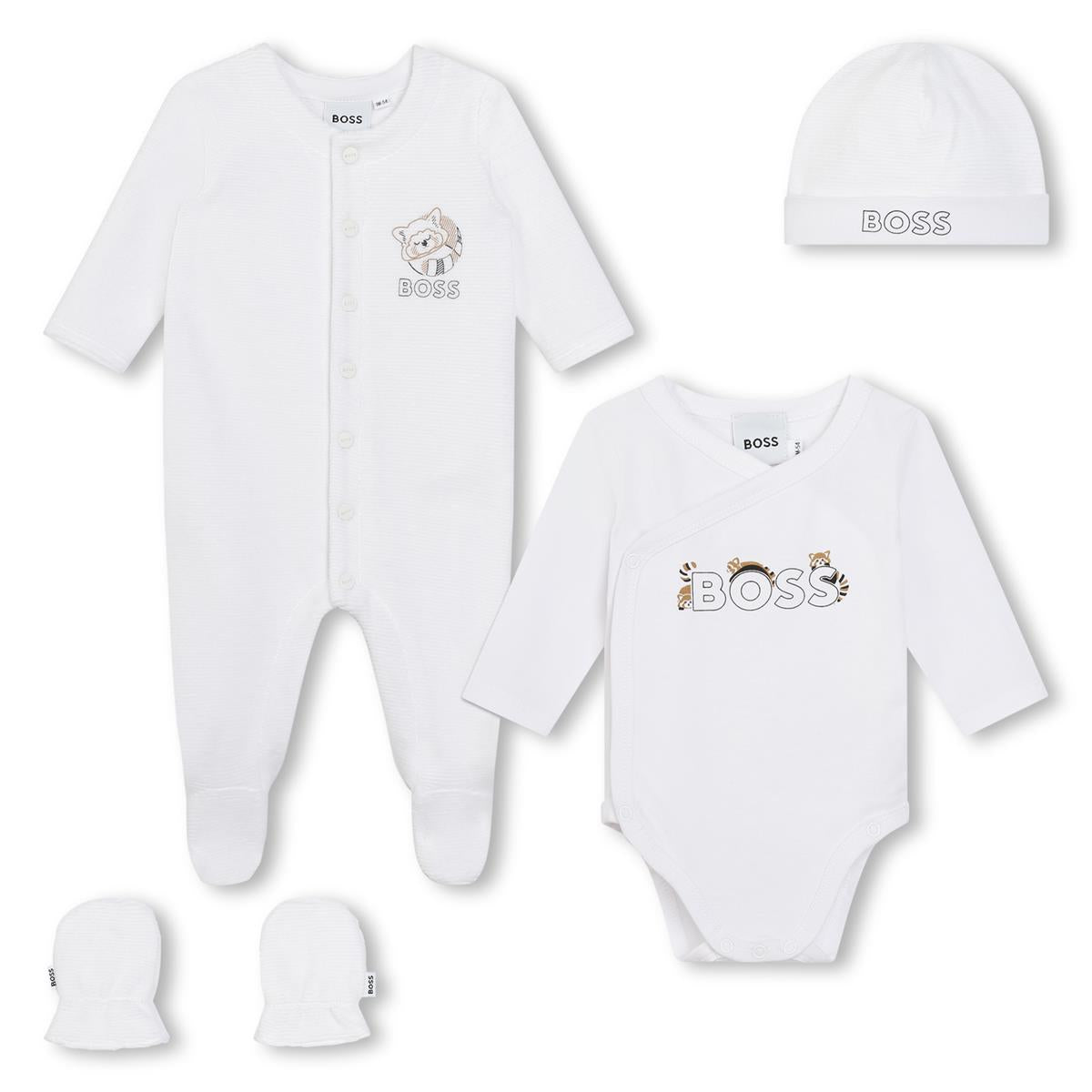 Baby Boys & Girls White Cotton Babysuit Set