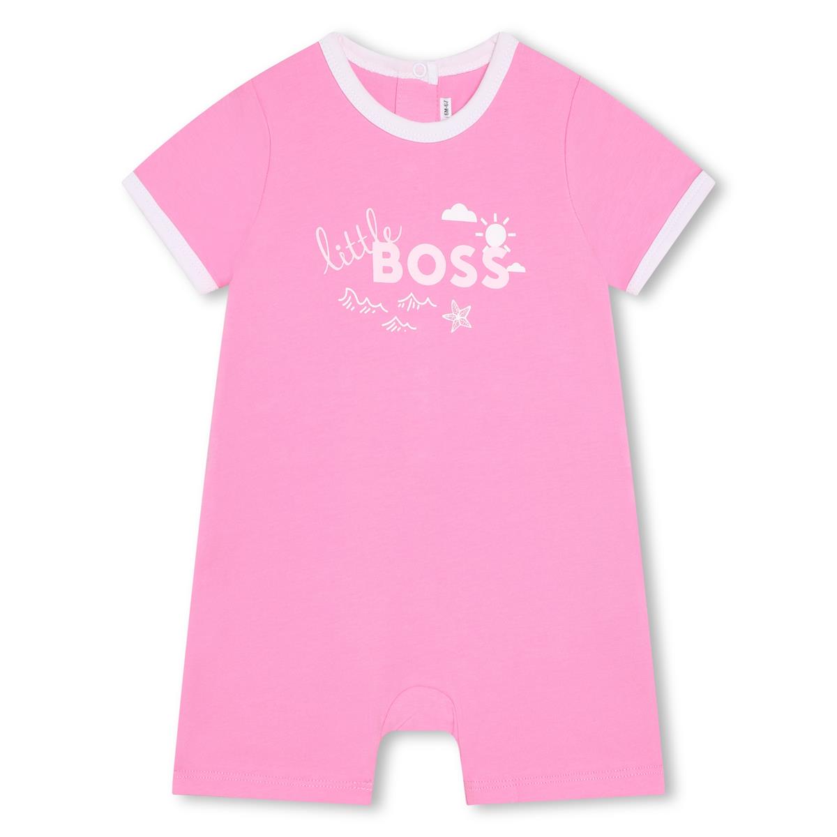 Baby Girls Pink Logo Cotton Babysuit