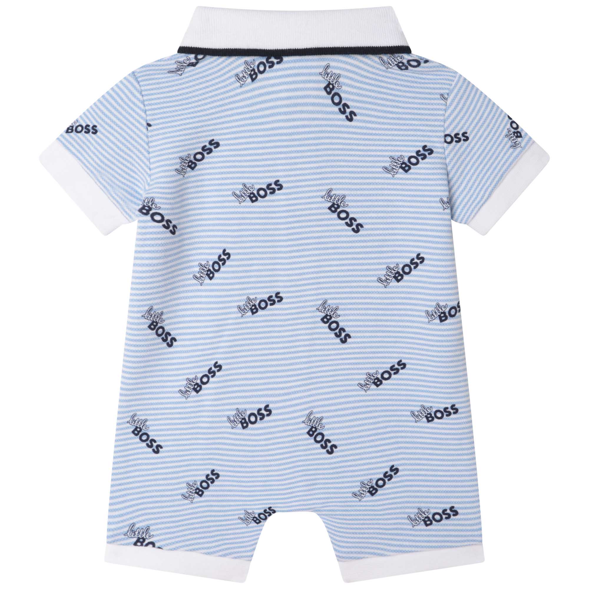 Baby Boys Light Blue Logo Cotton Babysuit