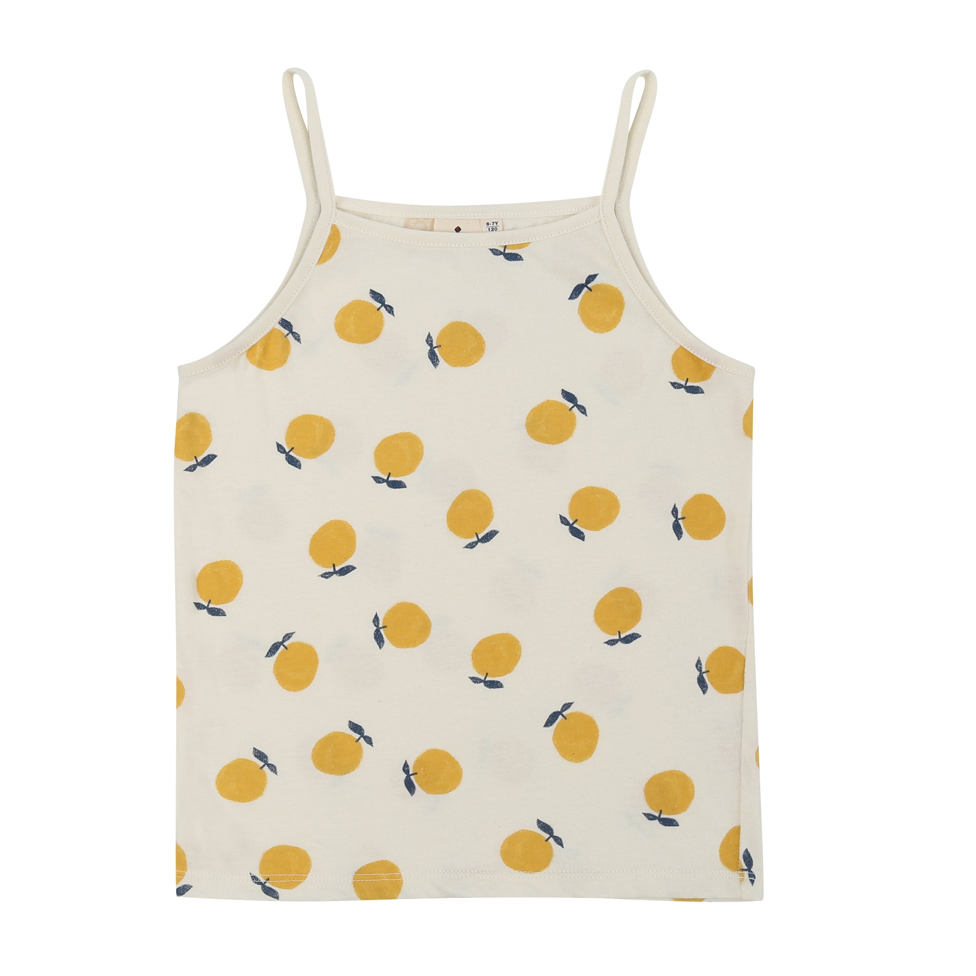 Girls White Orange Cotton Tank Top