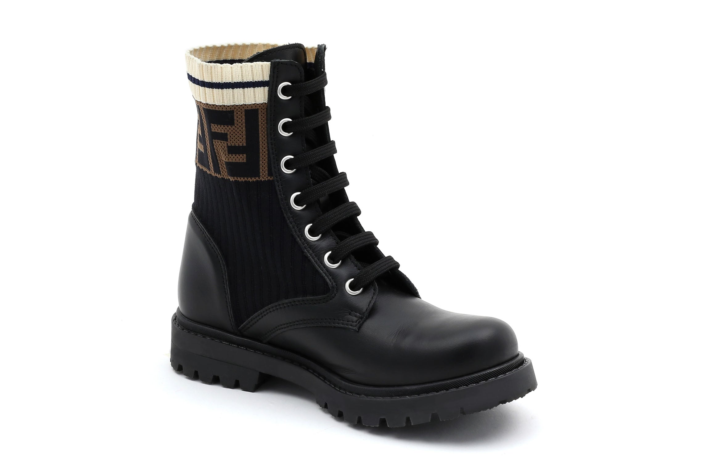 Boys & Girls Black Leather & Sock Shoes