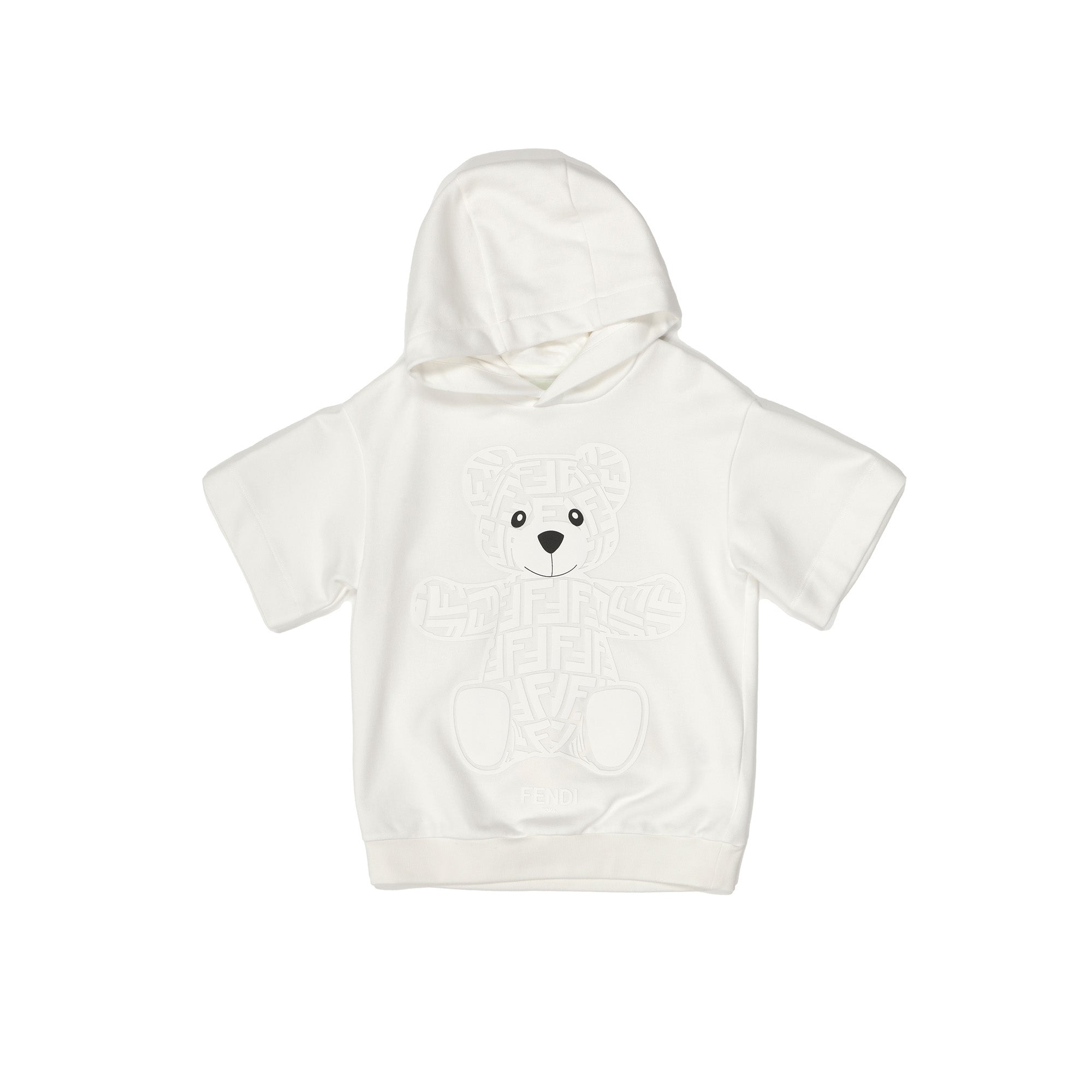 Boys & Girls White Bear Hooded Cotton Sweatshirt