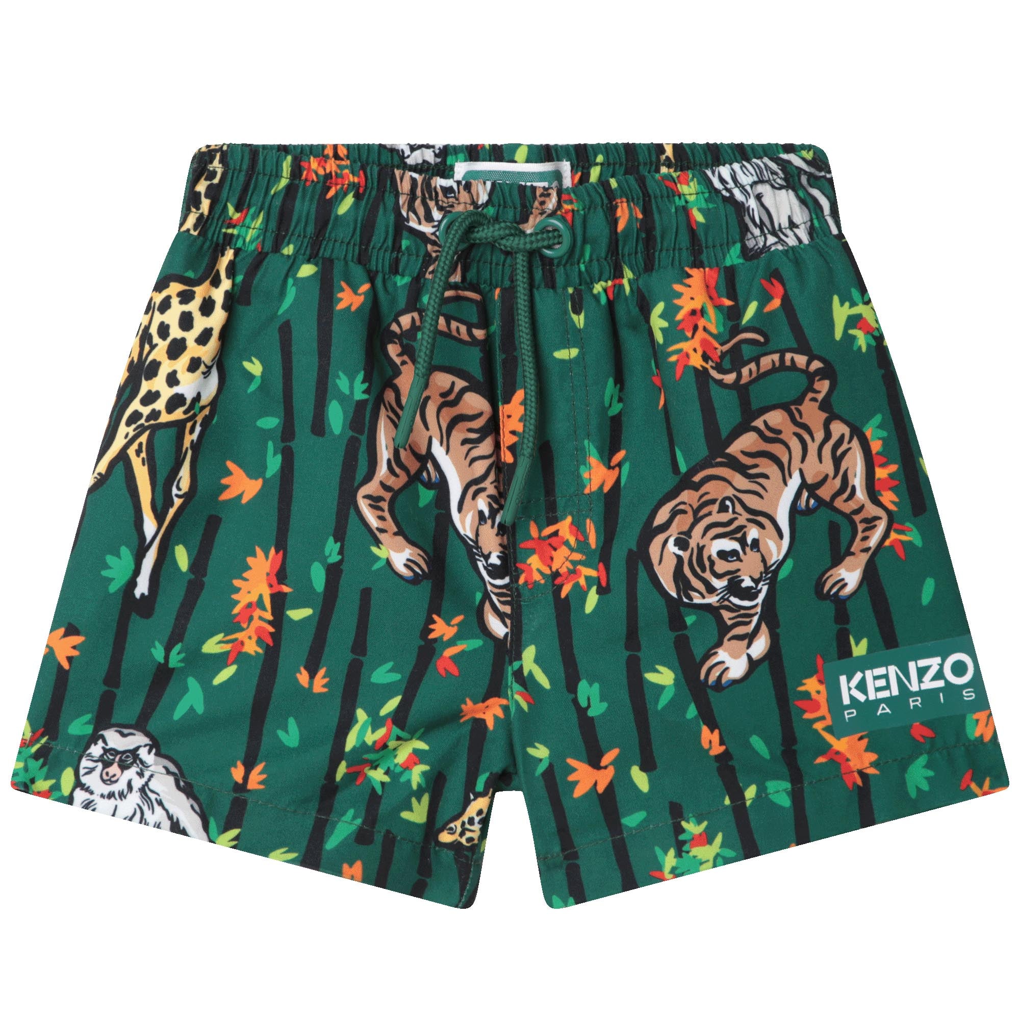 Baby Boys Green Printed Swim Shorts