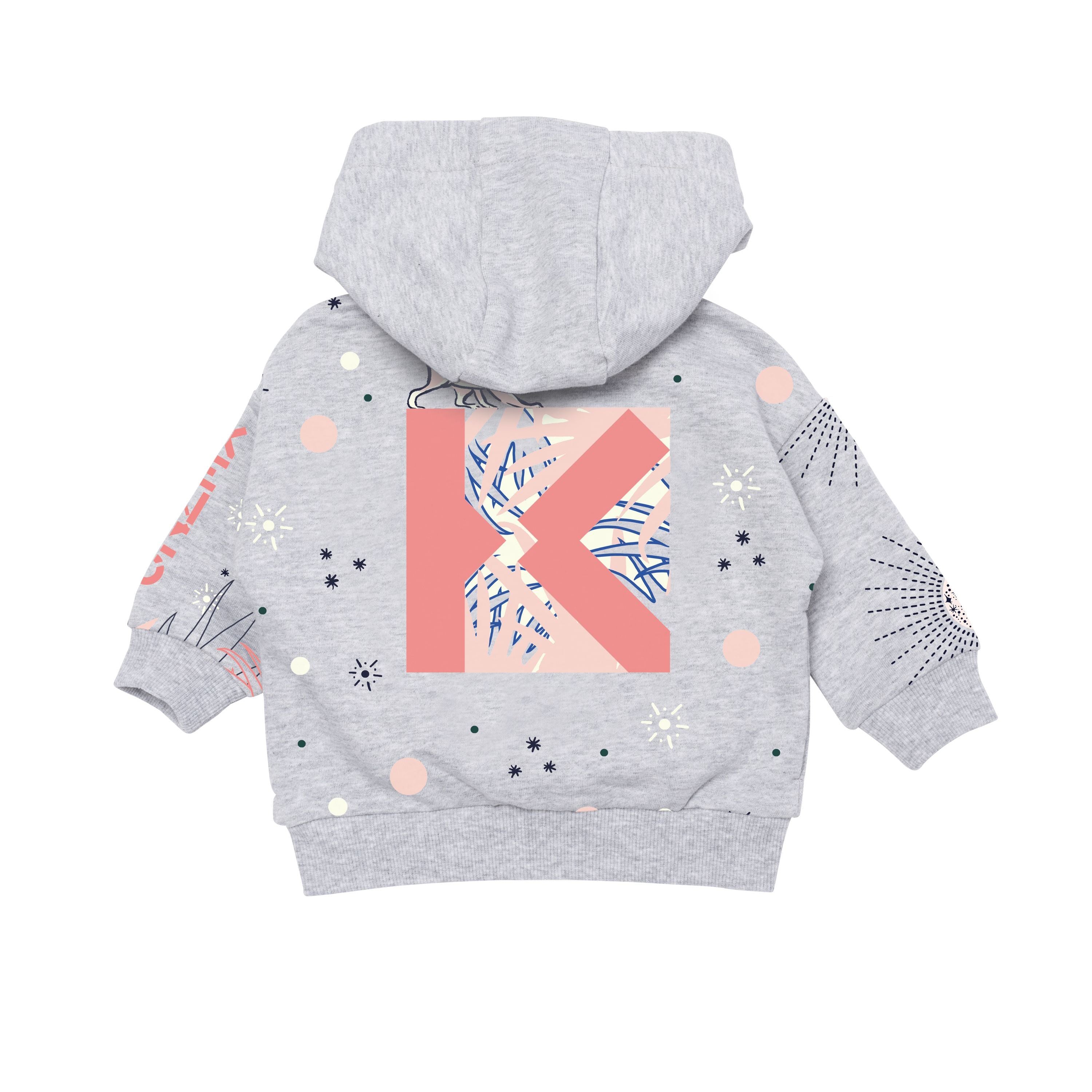 Baby Girls Grey Printing Zip-Up Top