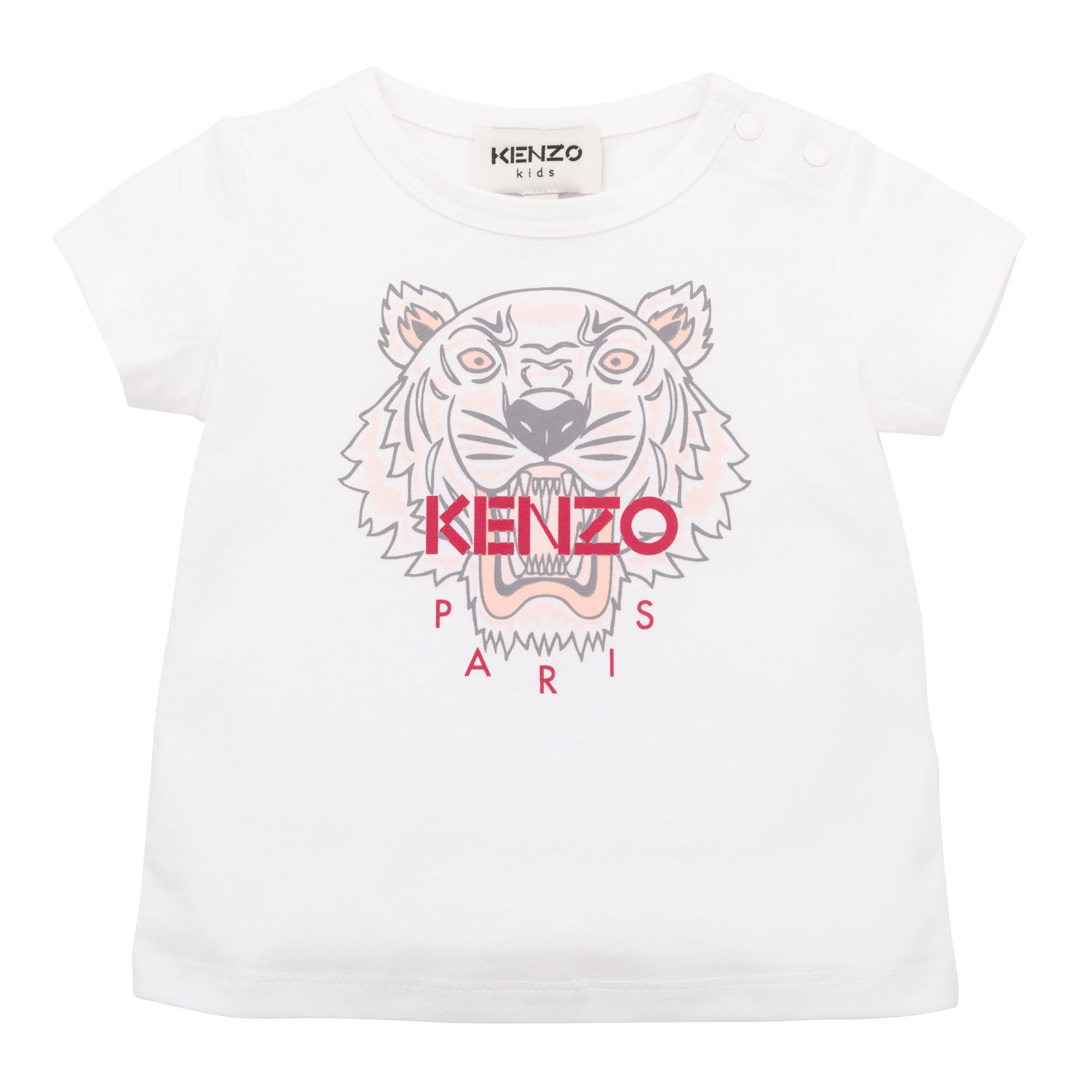 Baby Girls White Tiger Cotton T-Shirt