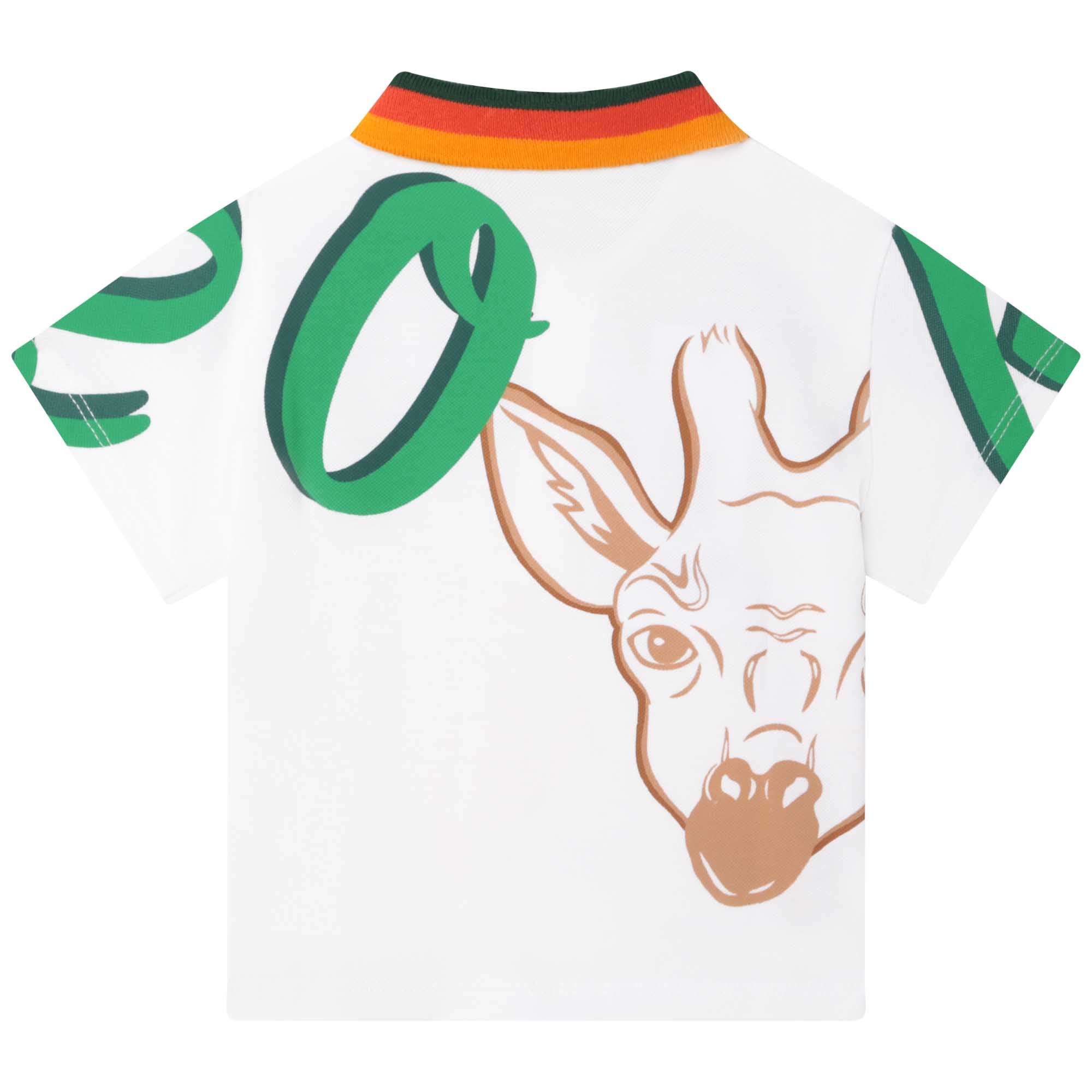 Baby Boys White Printed Cotton Polo Shirt