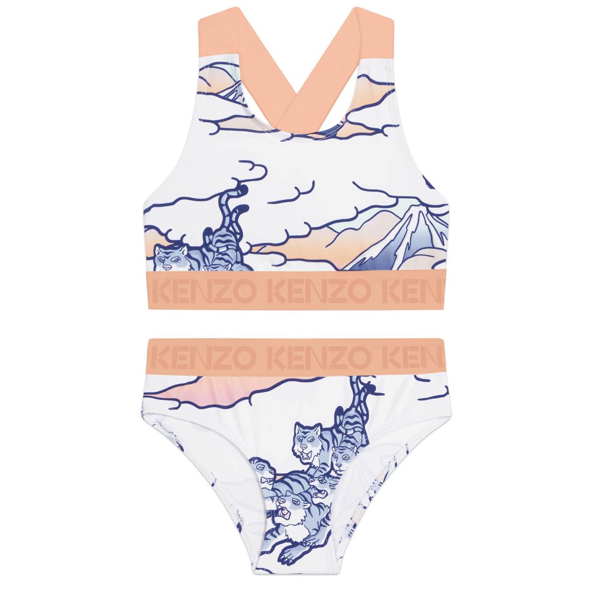Girls White Logo Swimsuit