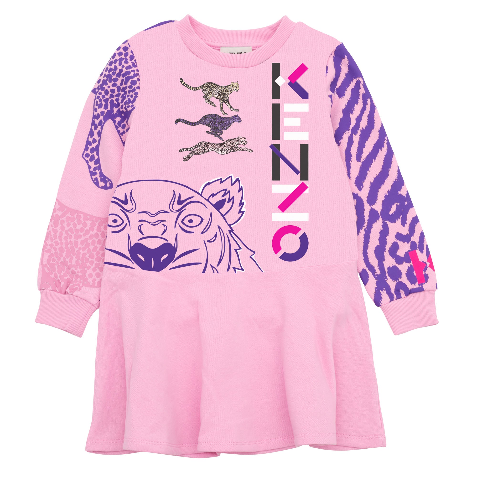 Girls Pink Printed Cotton Dress