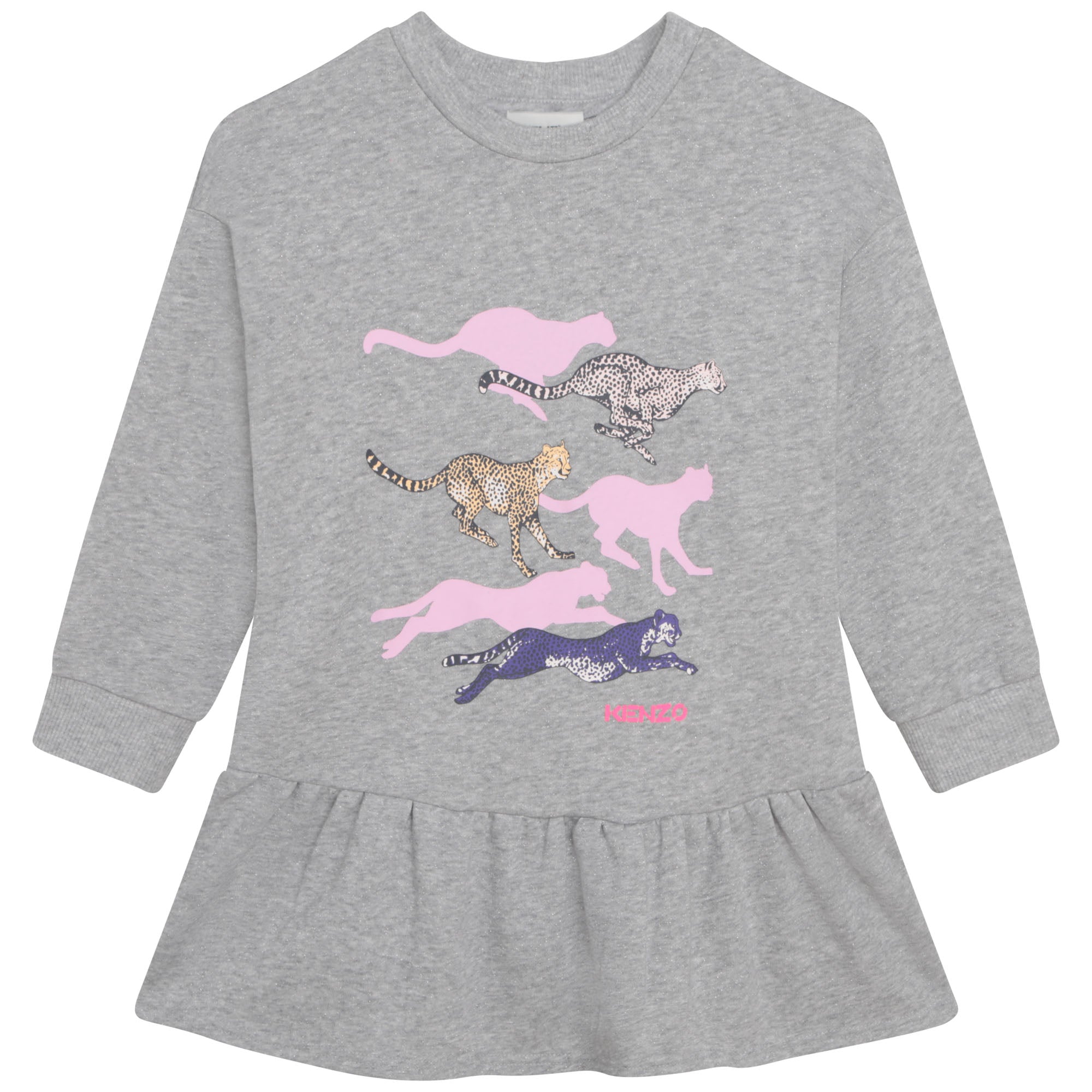 Girls Pink Cheetah Printed Dress