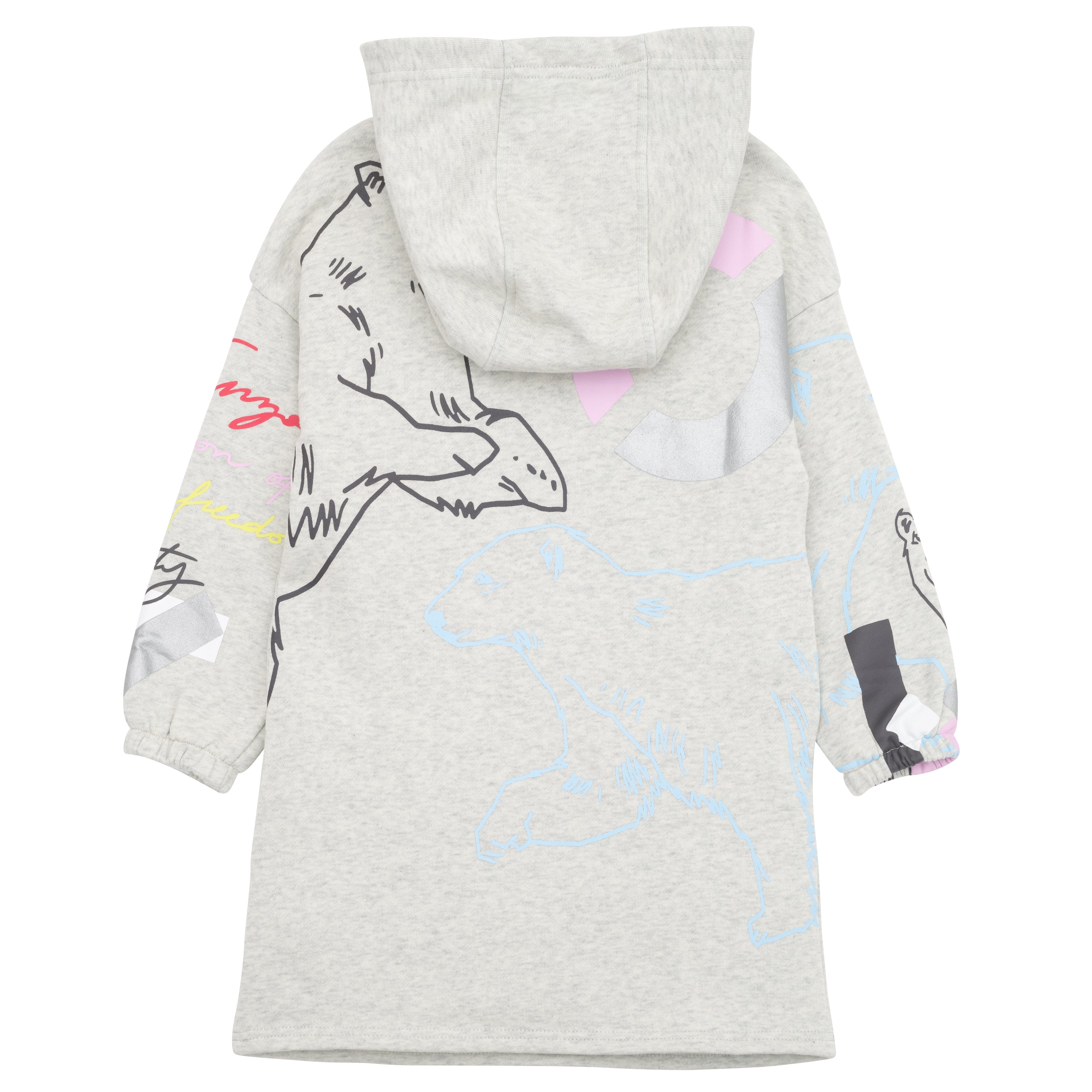 Girls Beige Hooded Sweatshirt Dress