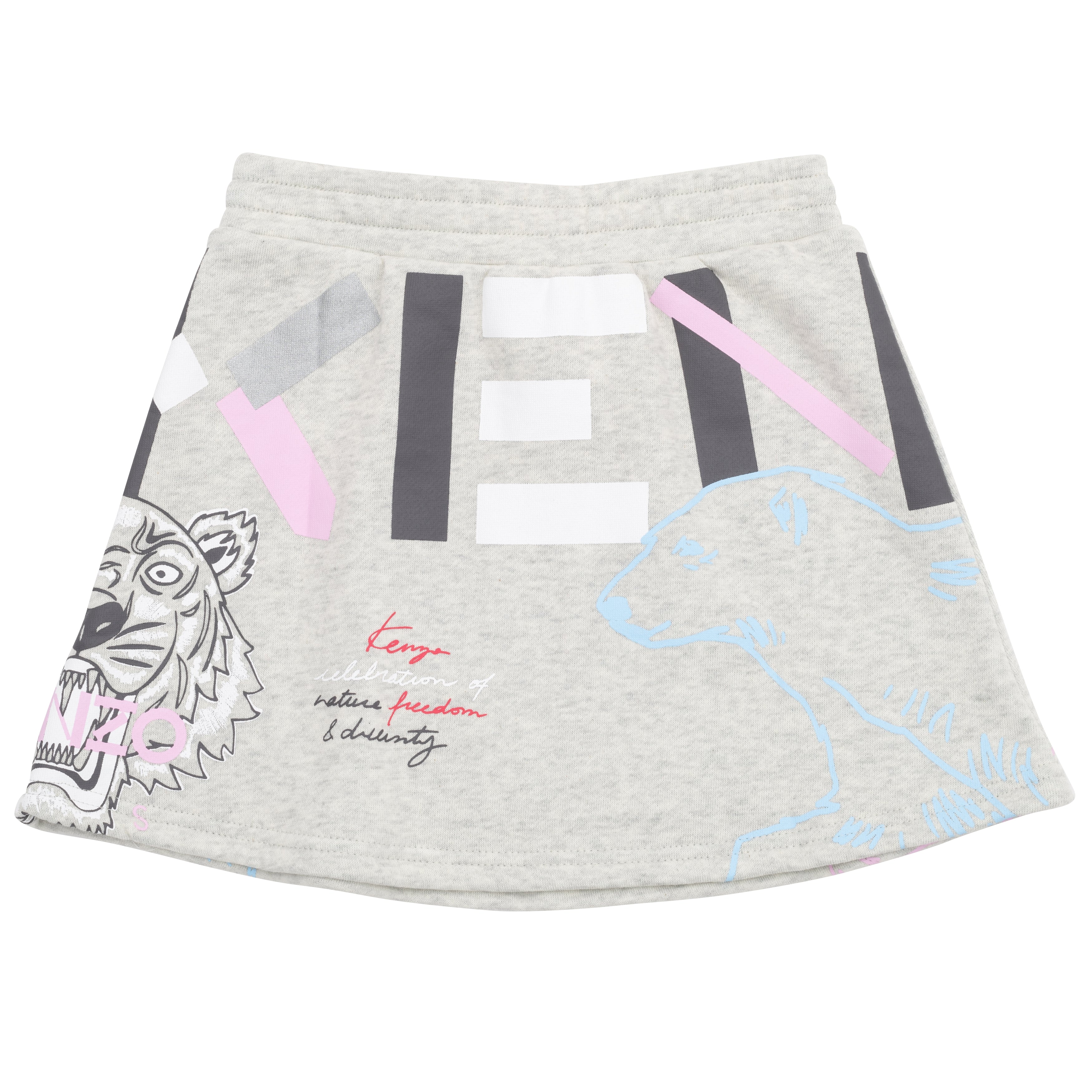 Girls Beige Logo Cotton Skirt