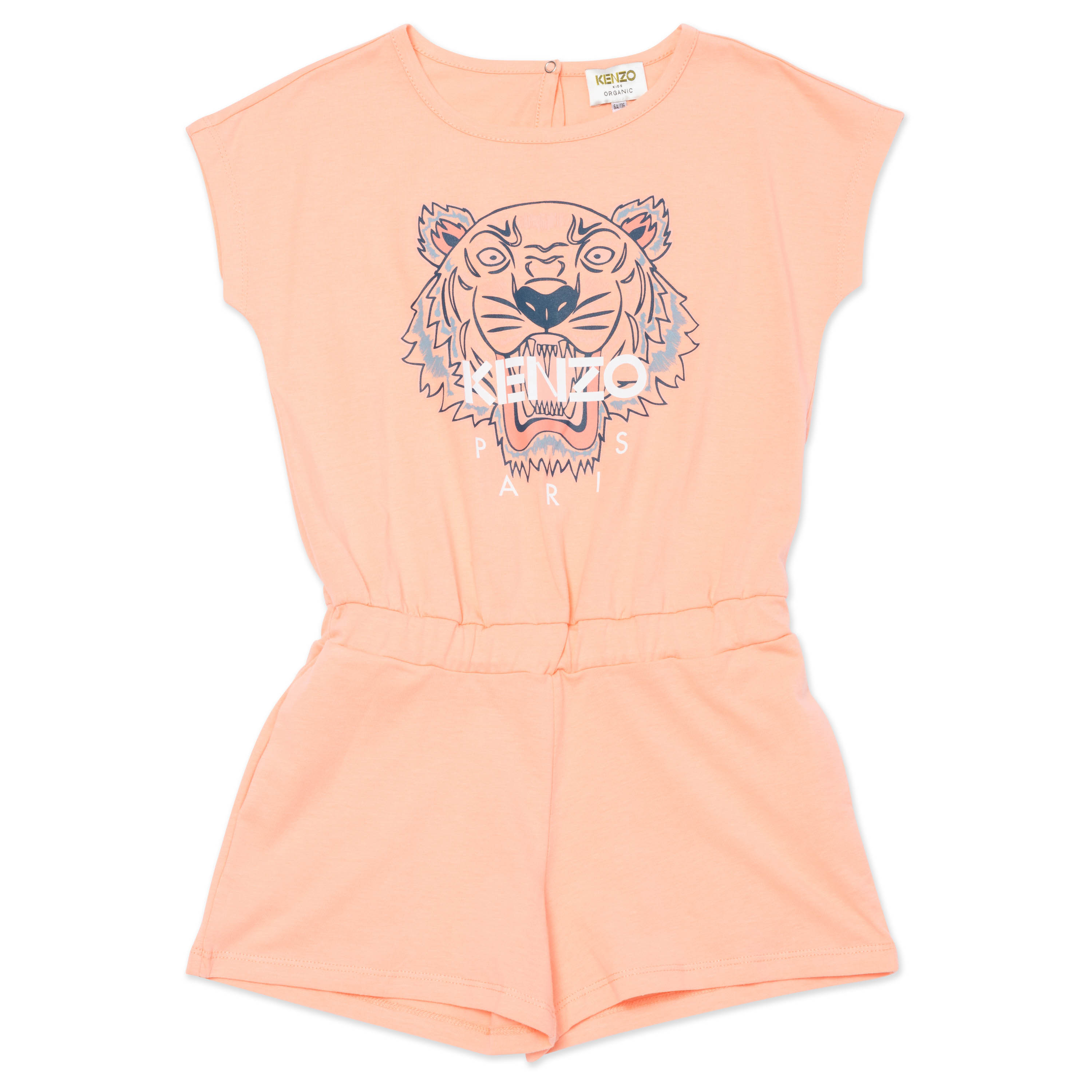 Girls Orange Tiger Cotton Jumpsuit