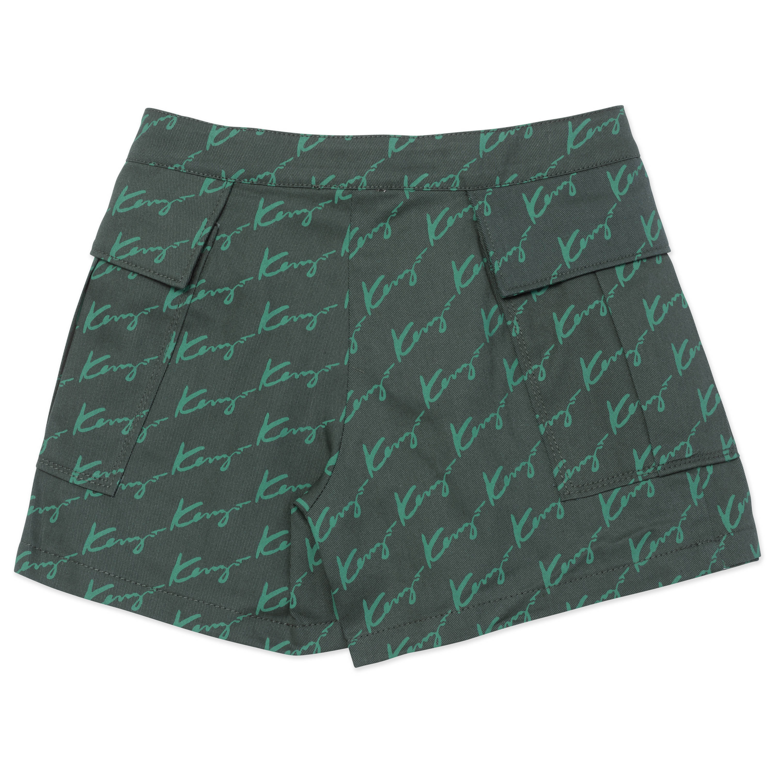 Girls Green Logo Cotton Shorts